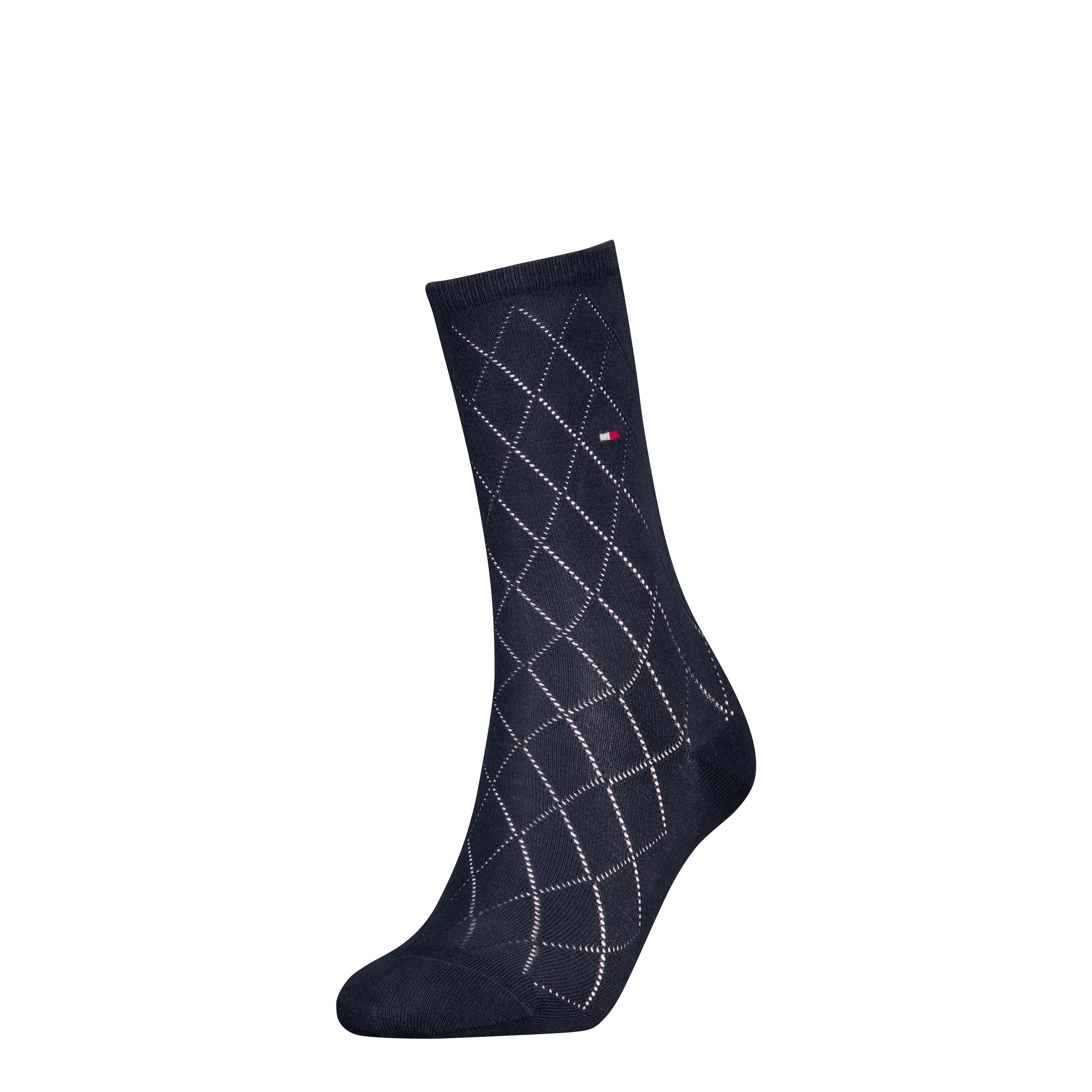 TOMMY HILFIGER Damen Socken "TH WOMEN SOCK PREMIUM ARGYLE", Gr. 35navy, Baumwollmischung, Socken