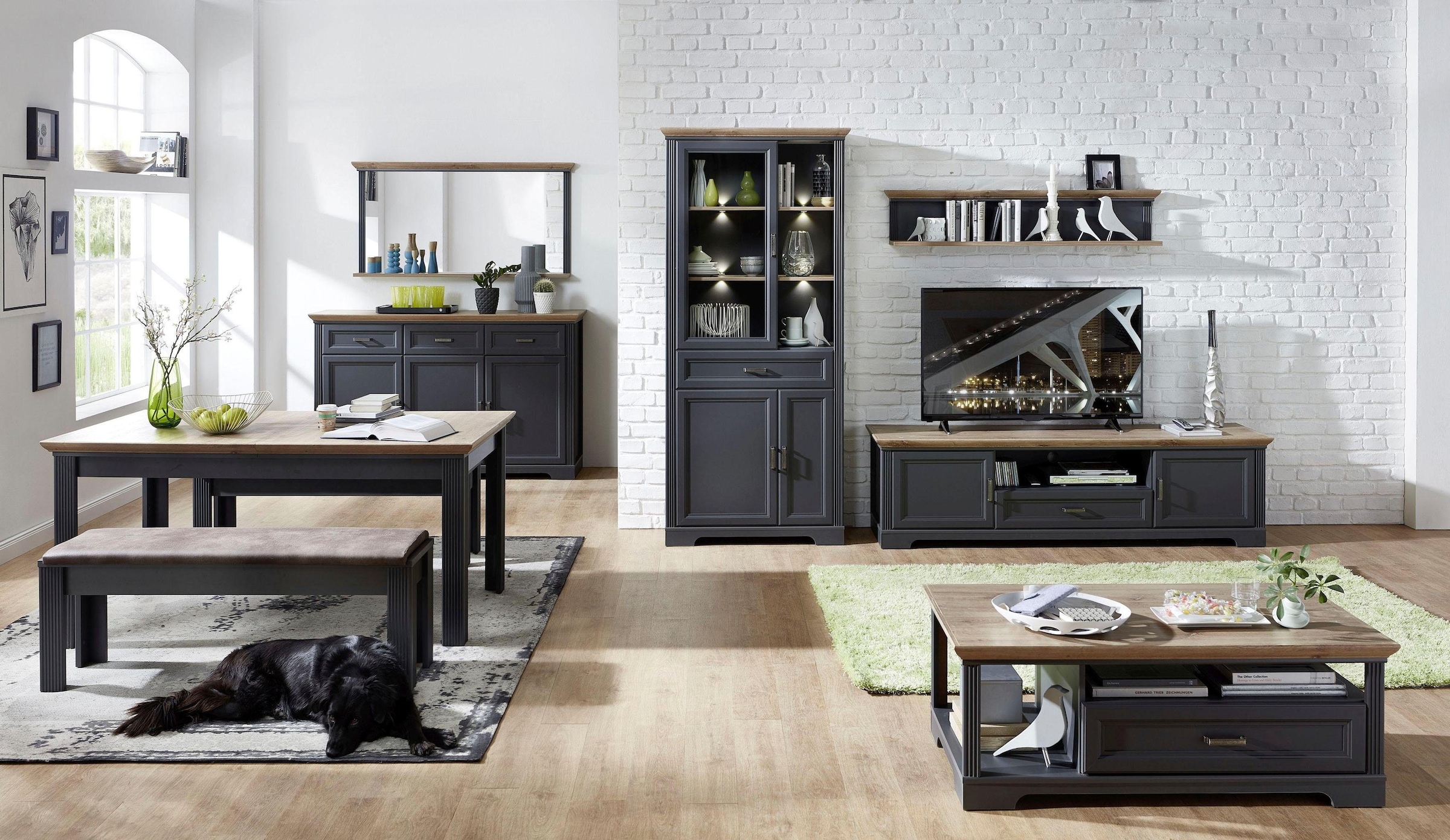 Innostyle Sideboard »Jasmin«, Breite 166 cm, 3 Holztüren, 3 Schubkästen