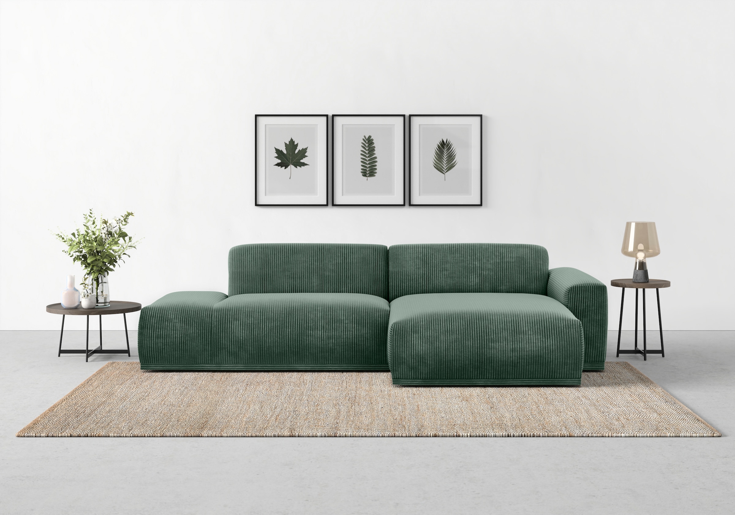 TRENDMANUFAKTUR Ecksofa "Braga, mit hochwertigem Kaltschaum, L-Form, Japandi-Design" modernes Sofa, Couch mit hohem Sitzkomfort, 275/72/160 cm (B/H/T)