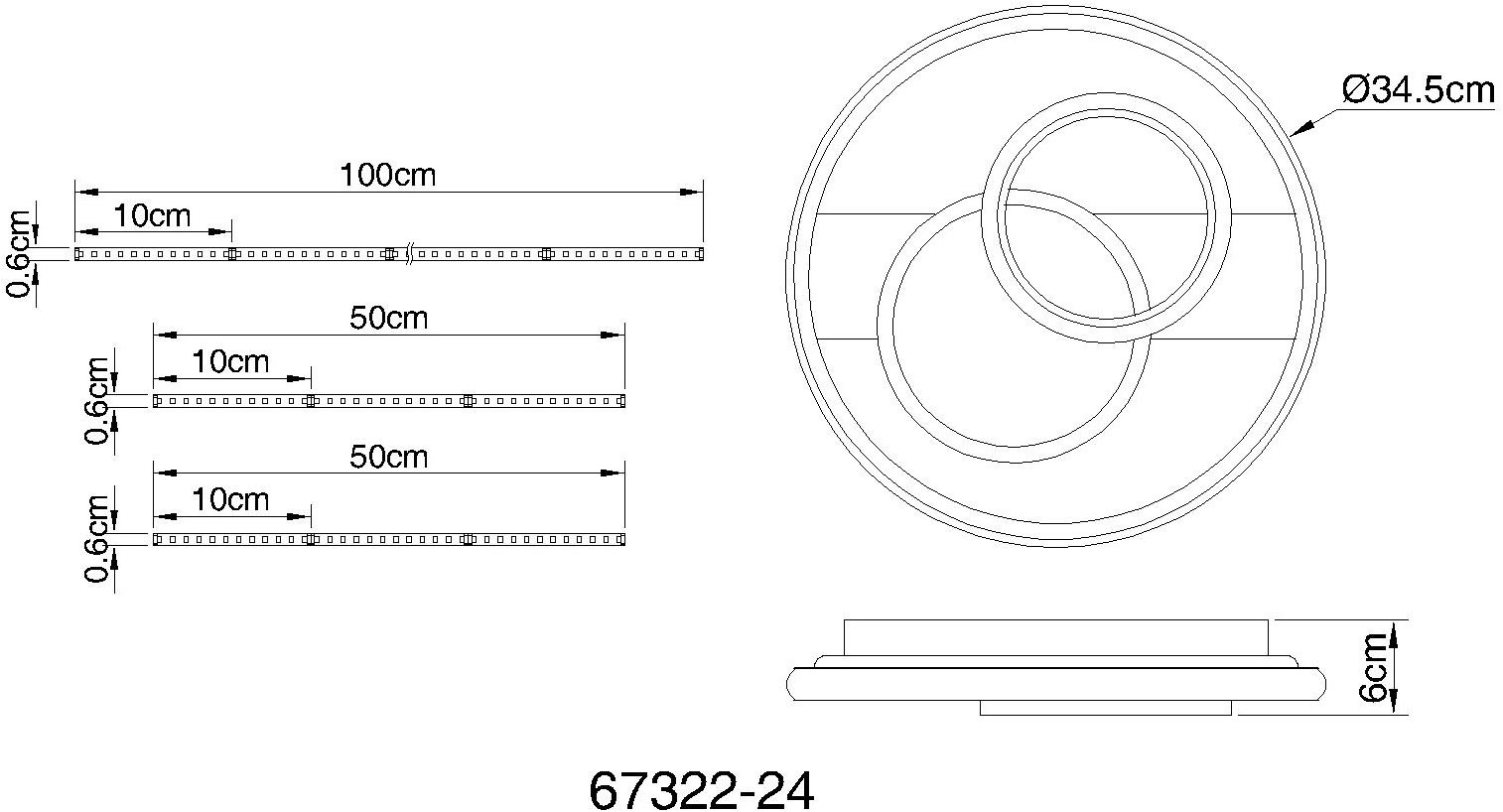 GLOBO LIGHTING Deckenleuchte »PIKARA« LED-Modul 1 Stk. Warmweiß Deckenlampe Wohnzimmer-Leuchte Schlafzimmer-Leuchte Flur Küche