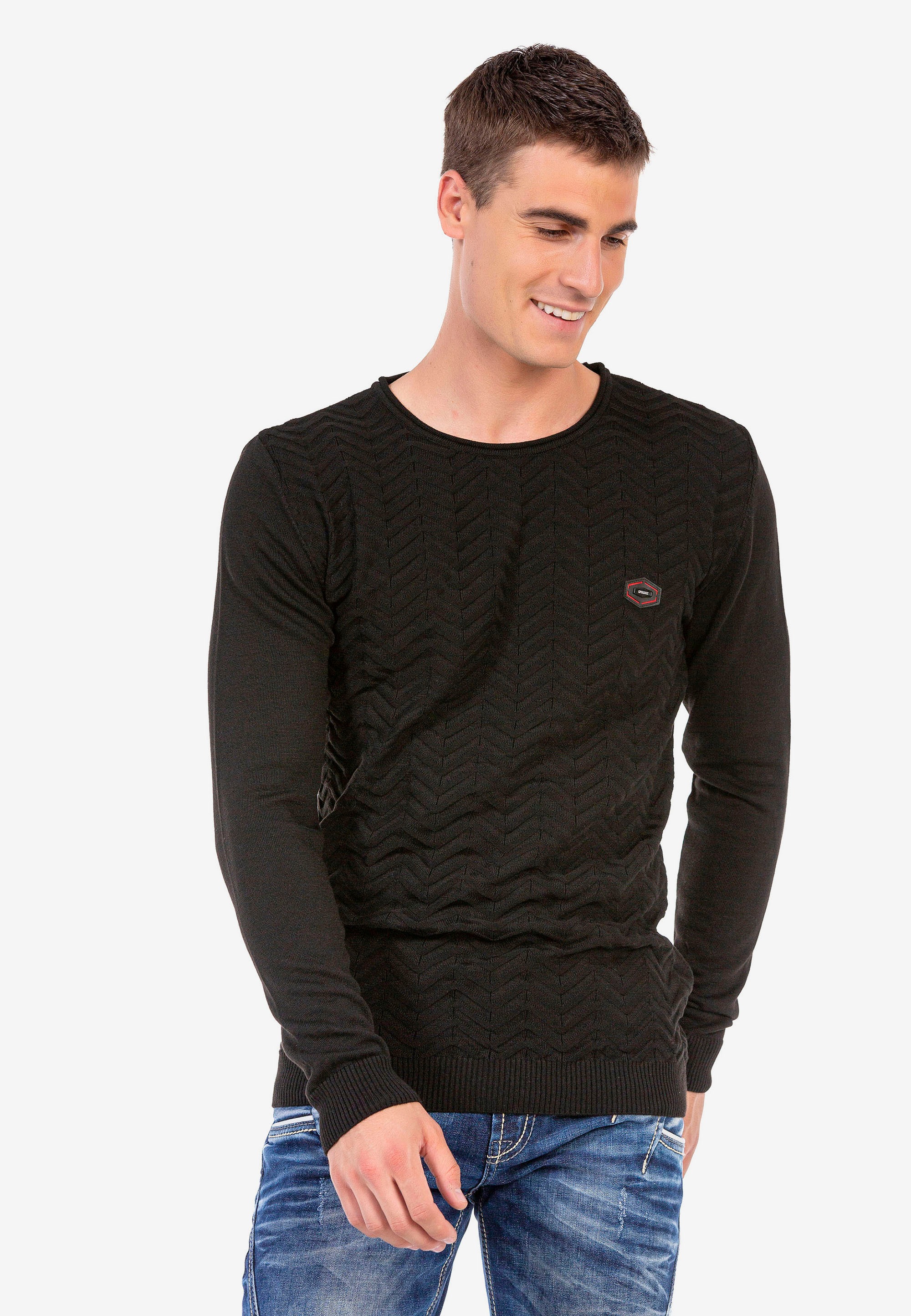 Cipo & Baxx Strickpullover, mit dezentem Strickmuster