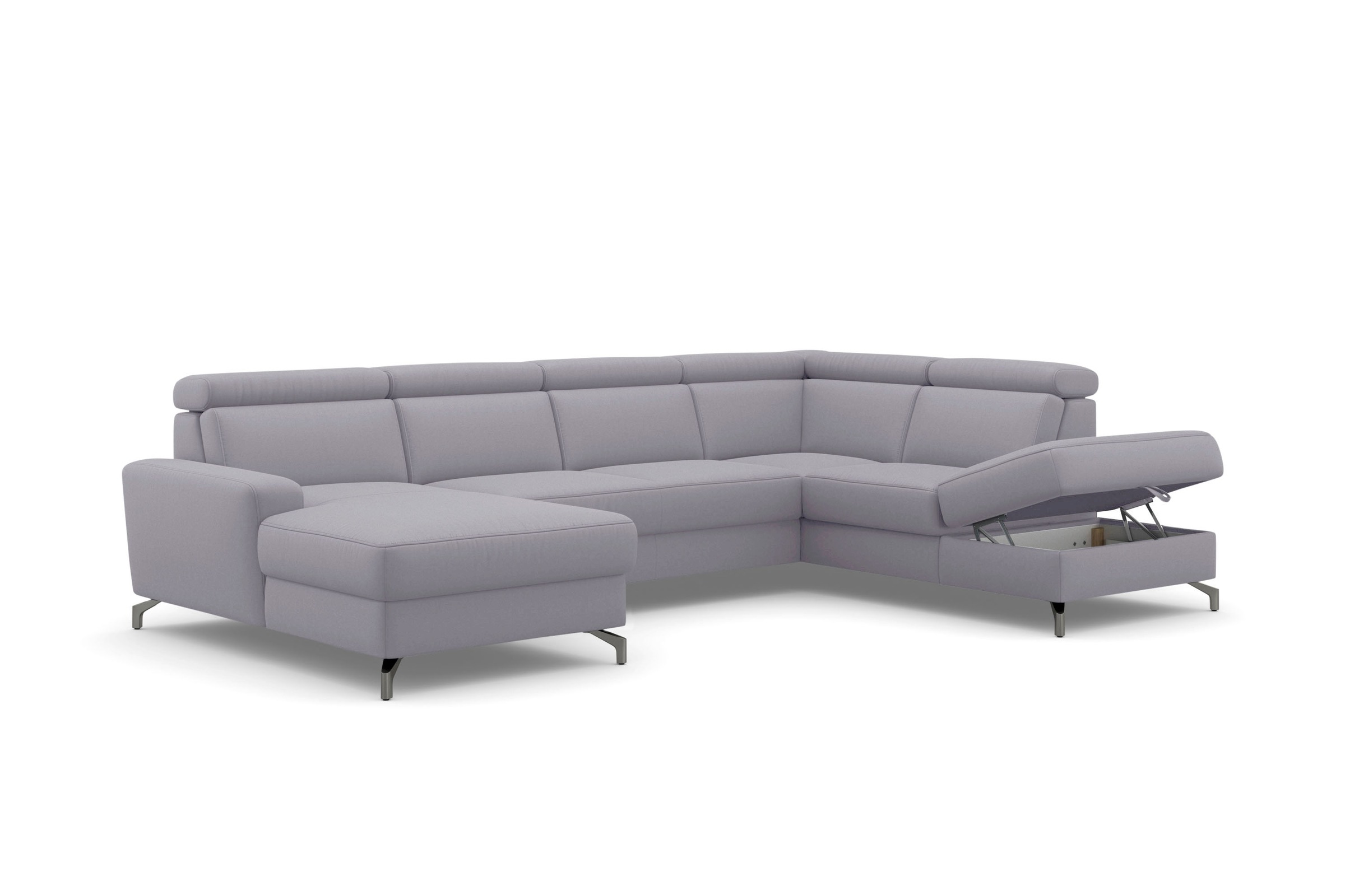 sit&more Wohnlandschaft »Scarlett U-Form«, inklusive Kopfteilverstellung, wahlweise mit Bettfunktion, Bettkasten
