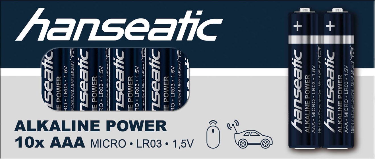 Hanseatic Batterie »40er Pack Alkaline Power, AAA Micro«, LR03, (Packung, 40 St.)
