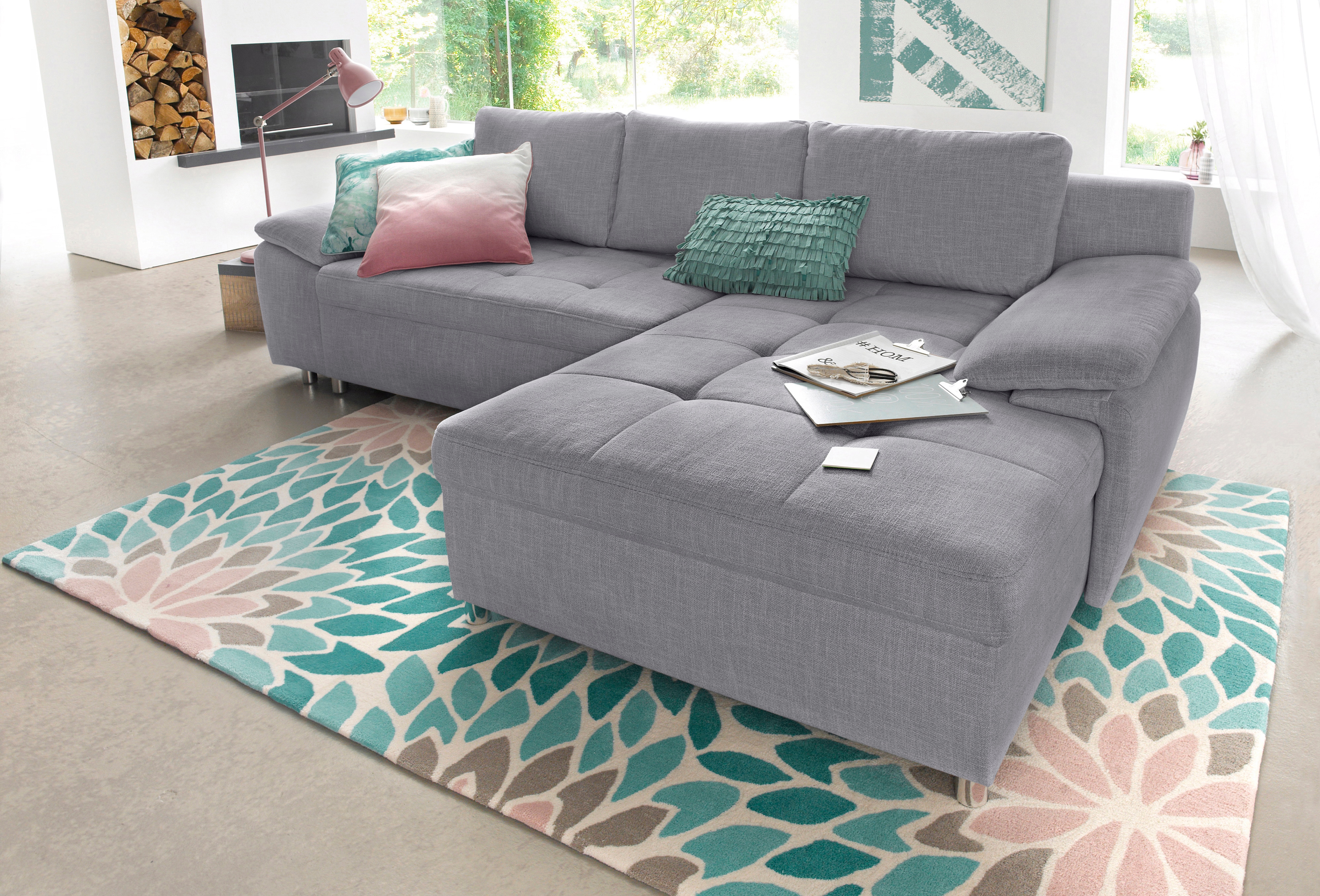 OTTO home Ecksofa "Labene, L-Form, B: 270/290 cm, Bettfunktion & Bettkasten wählbar" XL/XXL wählbar, Federkern wählbar, lose Rückenkissen, modernes Design
