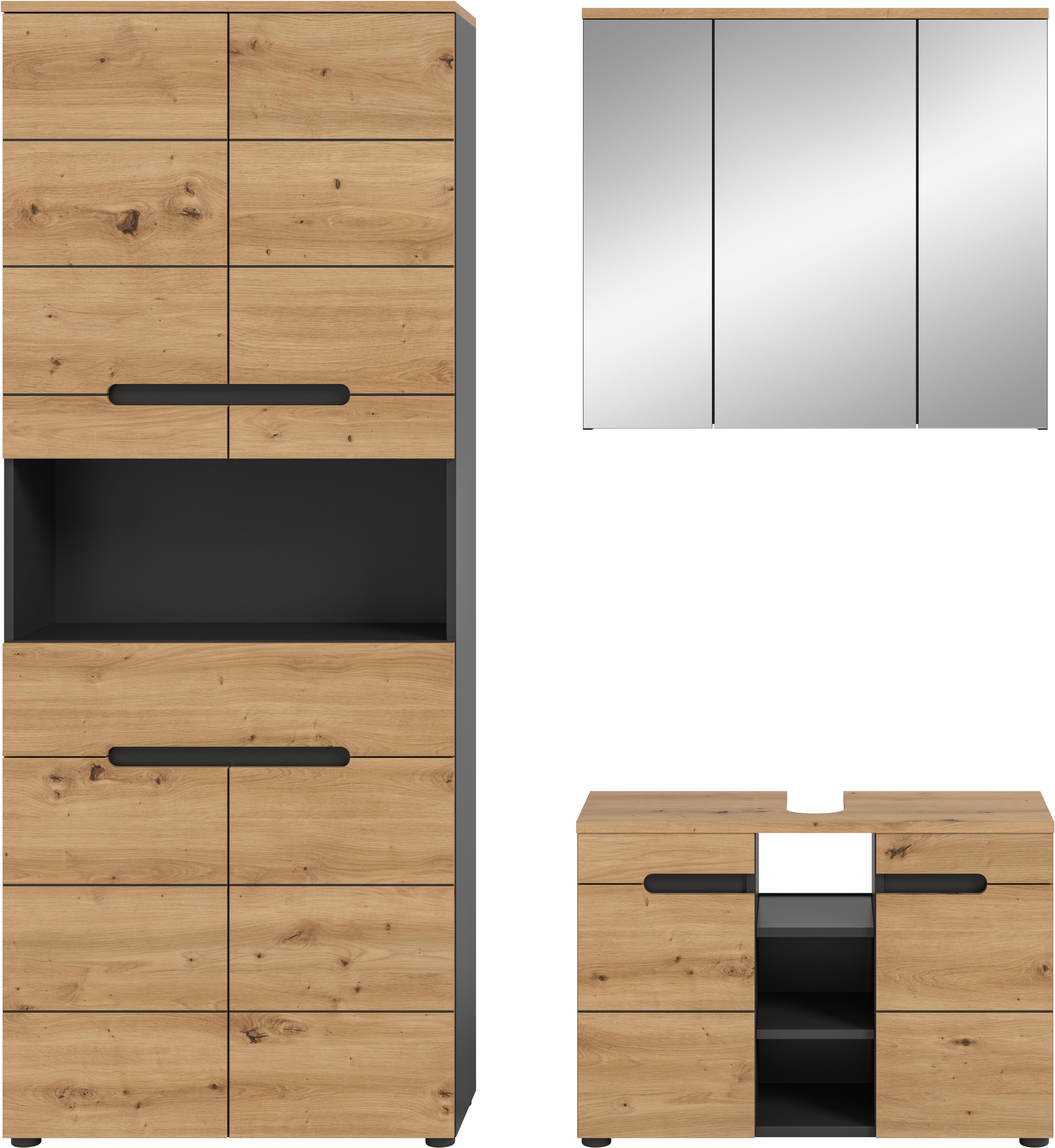 Thumbnail - INOSIGN Badmöbel-Set "REHAT, 3-teilig, Breite 171 cm, mit grifflosen Fronten, bestehend aus:", (3 St.), 1x Hochschrank, ...