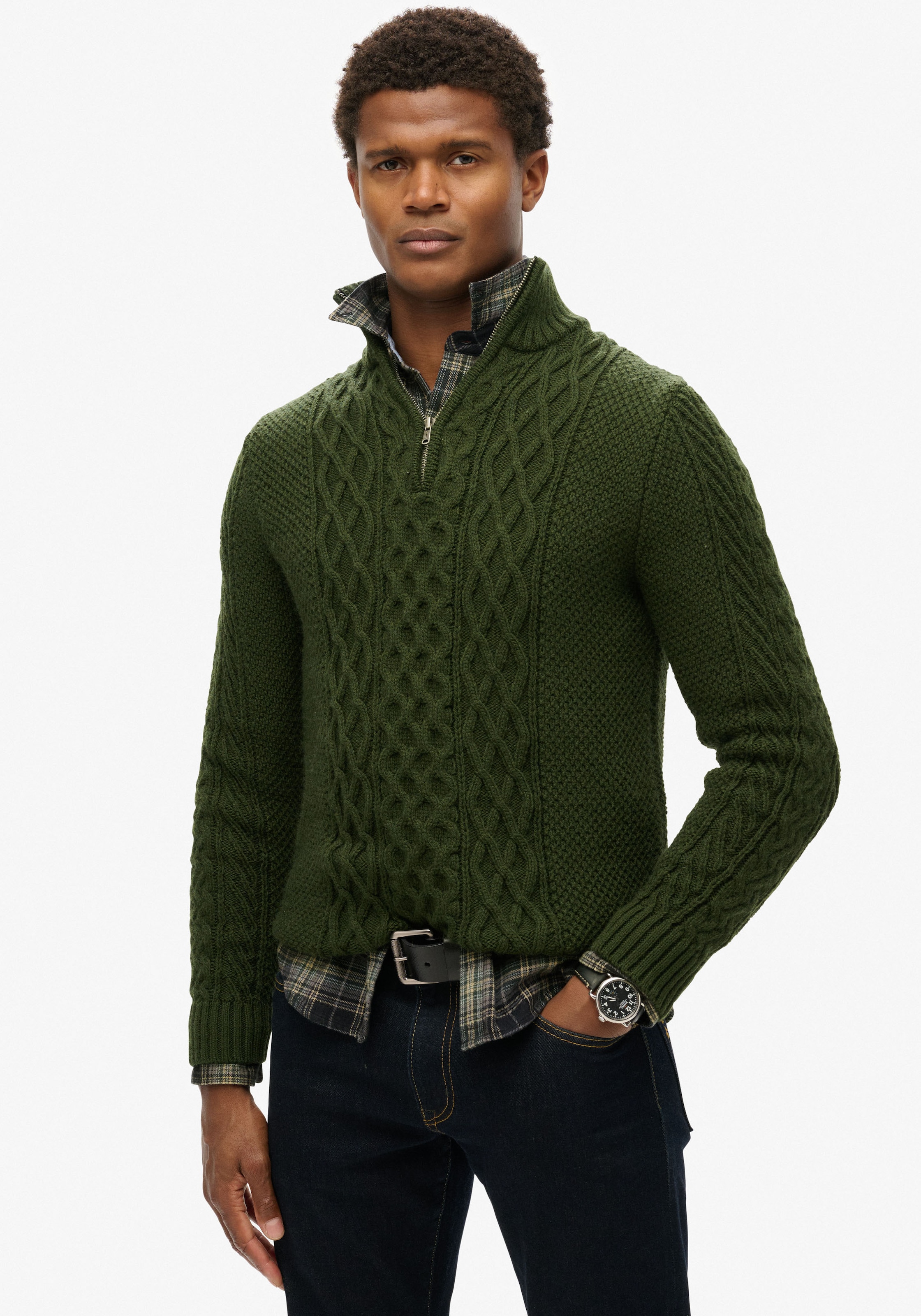 Superdry Strickpullover "Jacob Cable Knit Half Zip" günstig online kaufen