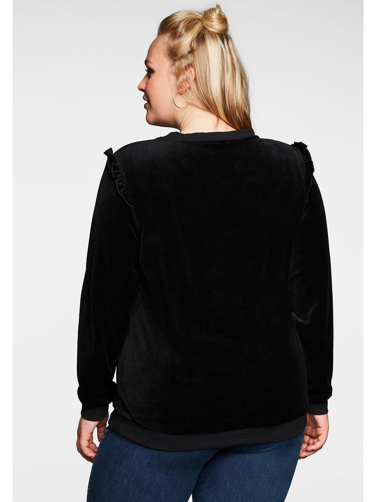 Sheego Sweatshirt »Große Größen«, mit Rüschen, aus weicher Nickiqualität