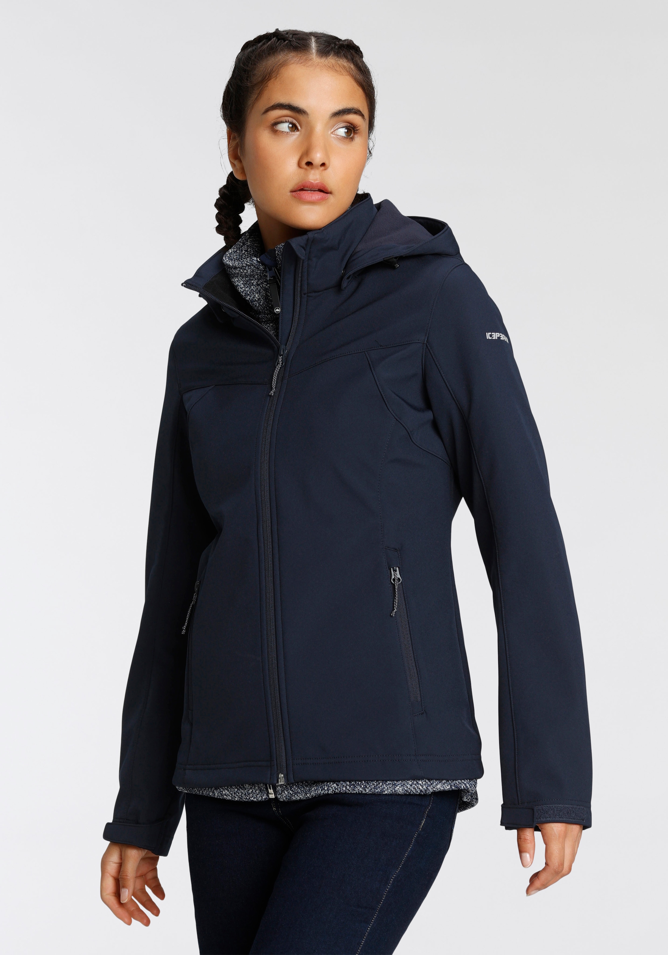 Icepeak Softshelljacke "BRENHAM" mit Kapuze mit abnehmbarer Kapuze, winddic günstig online kaufen