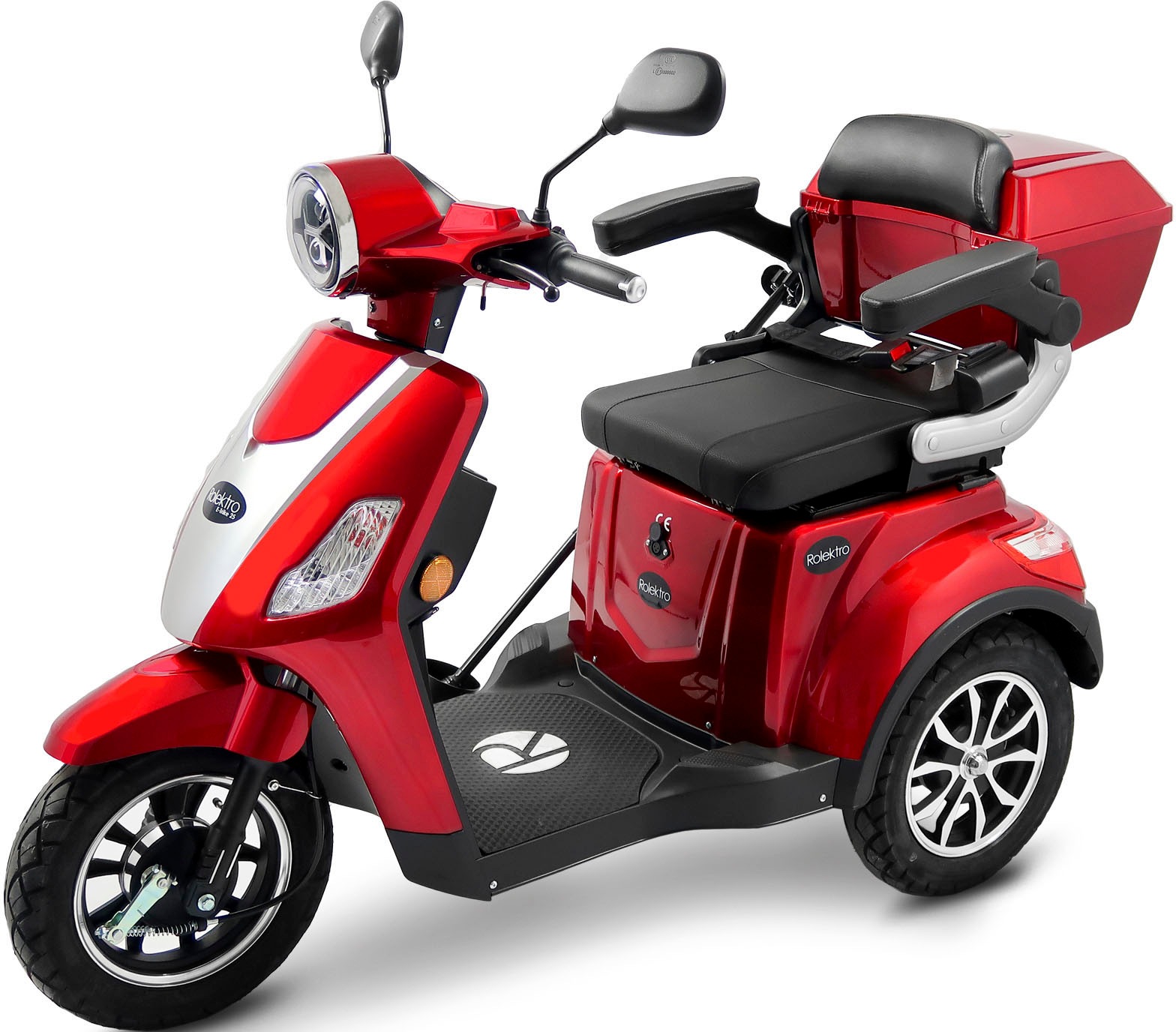 1000 BAUR »Rolektro Raten E-Trike Akku«, Lithium /h, Rolektro km Elektromobil 25 V.3, W, auf Topcase) | (mit 25