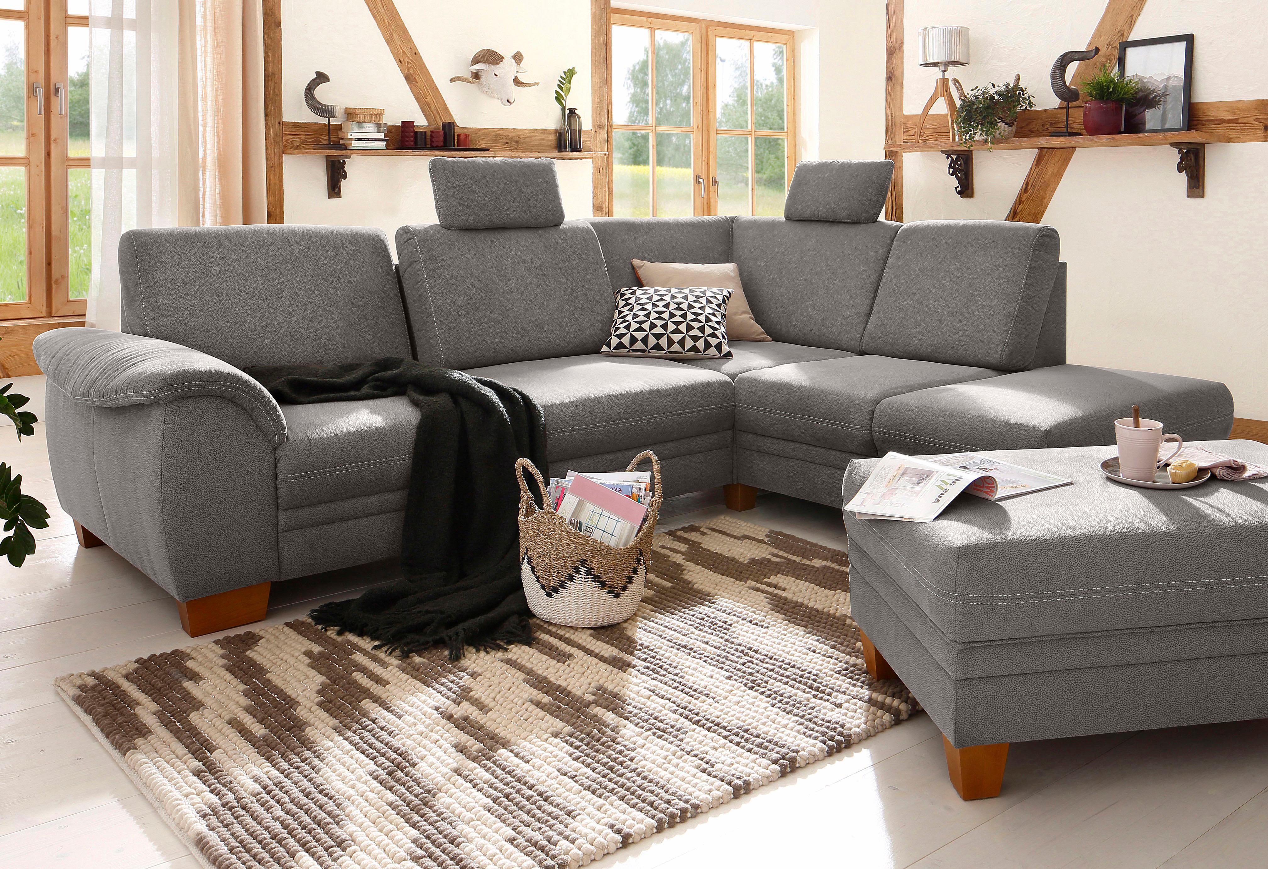 OTTO home Ecksofa "Husum L-Form" mit Sitztiefenverstellung, Federkern-Polsterung und Kontrastnaht