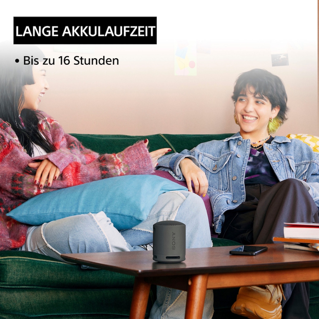 Sony Bluetooth-Lautsprecher »SRS-XB100«, Kabellos, wasser- und staubdicht, 16-Std.-Akku, umweltfreundlich