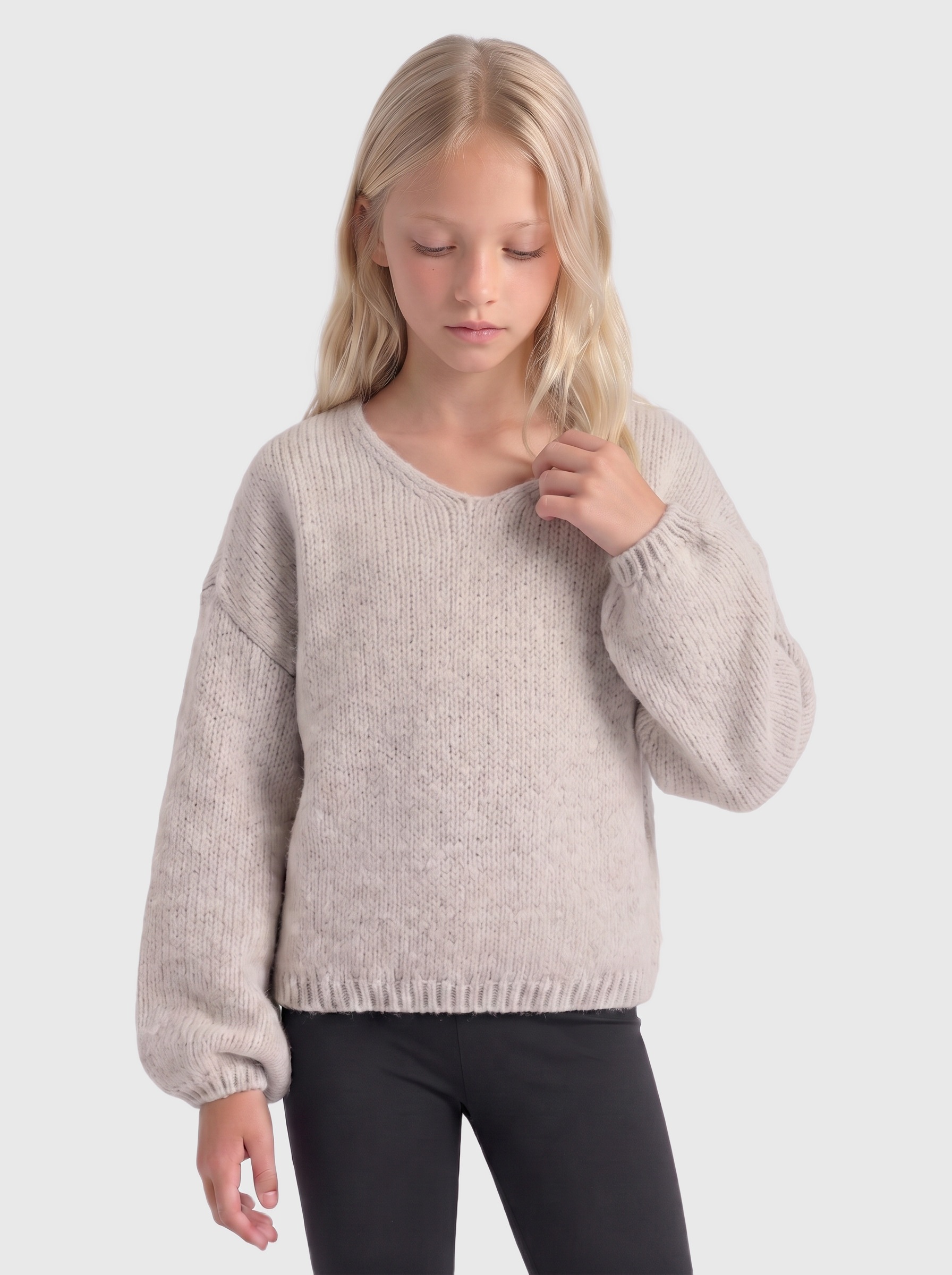 KIDS ONLY V-Ausschnitt-Pullover "KOGDINEA L/S REVERSIBLE PULLOV. KNT" Kunstfaser, regular fit