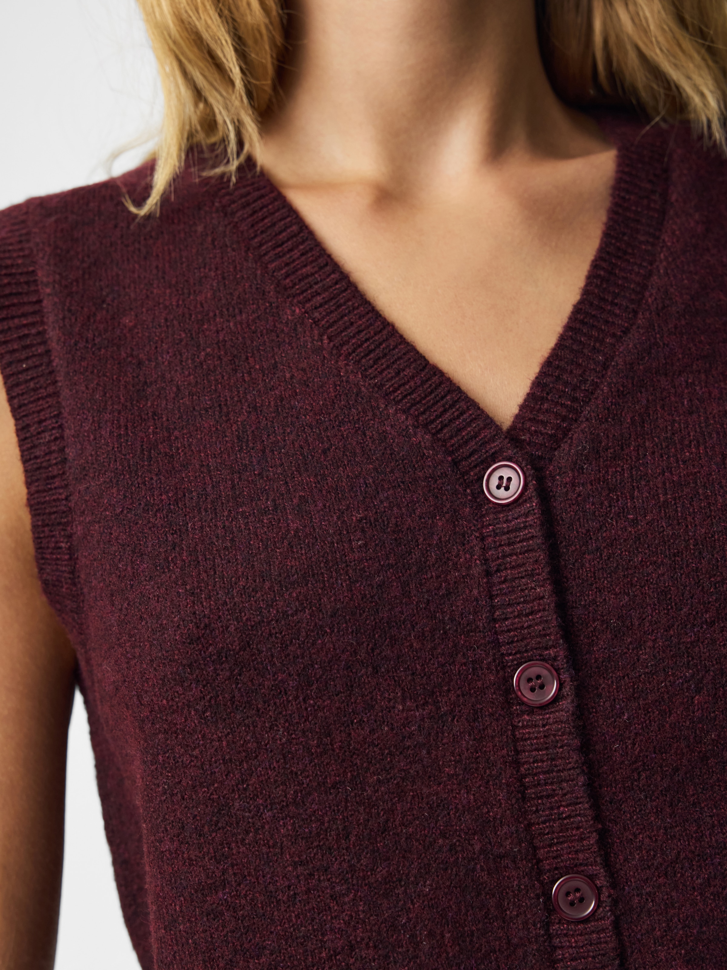pieces Strickweste »PCSALLY SL V-NECK KNIT VEST NOOS BC« Materialmix