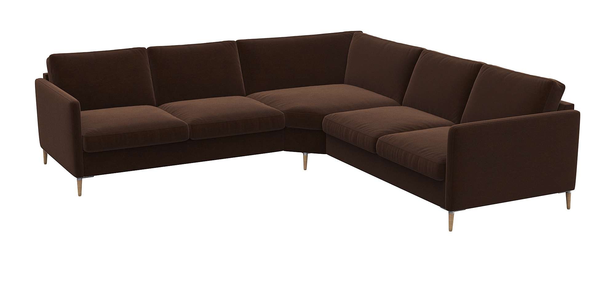 FLEXLUX Ecksofa »Fiore, gleichschenklig, bequem durch hochwertigem Sitzaufbau«, schmale Armlehnen, Kaltschaum, Füße Alu+ Eiche