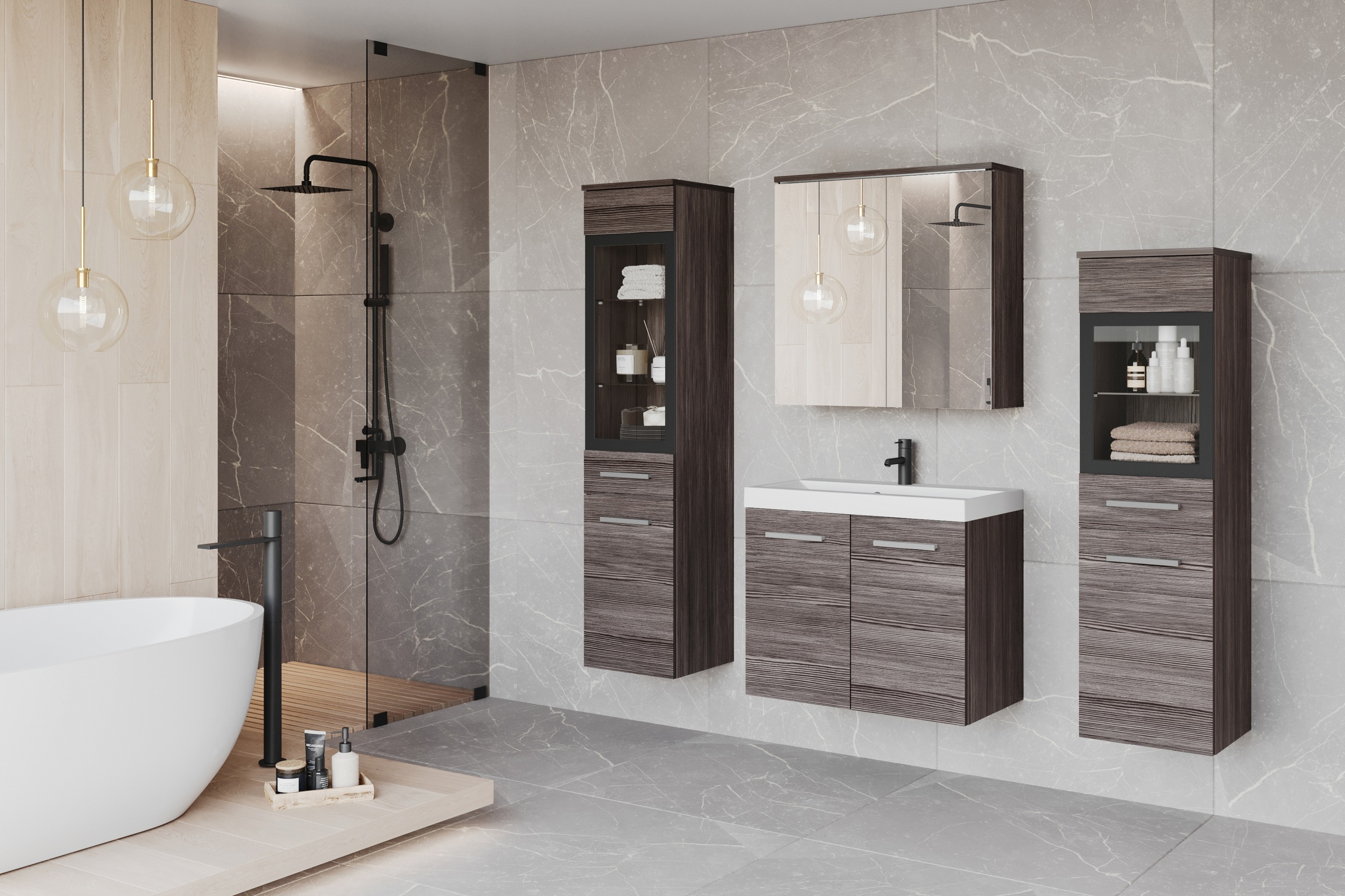 welltime Badmöbel-Set "MADRIT II, Schrank mit Waschbecken, 2 Hänger, Spiege günstig online kaufen