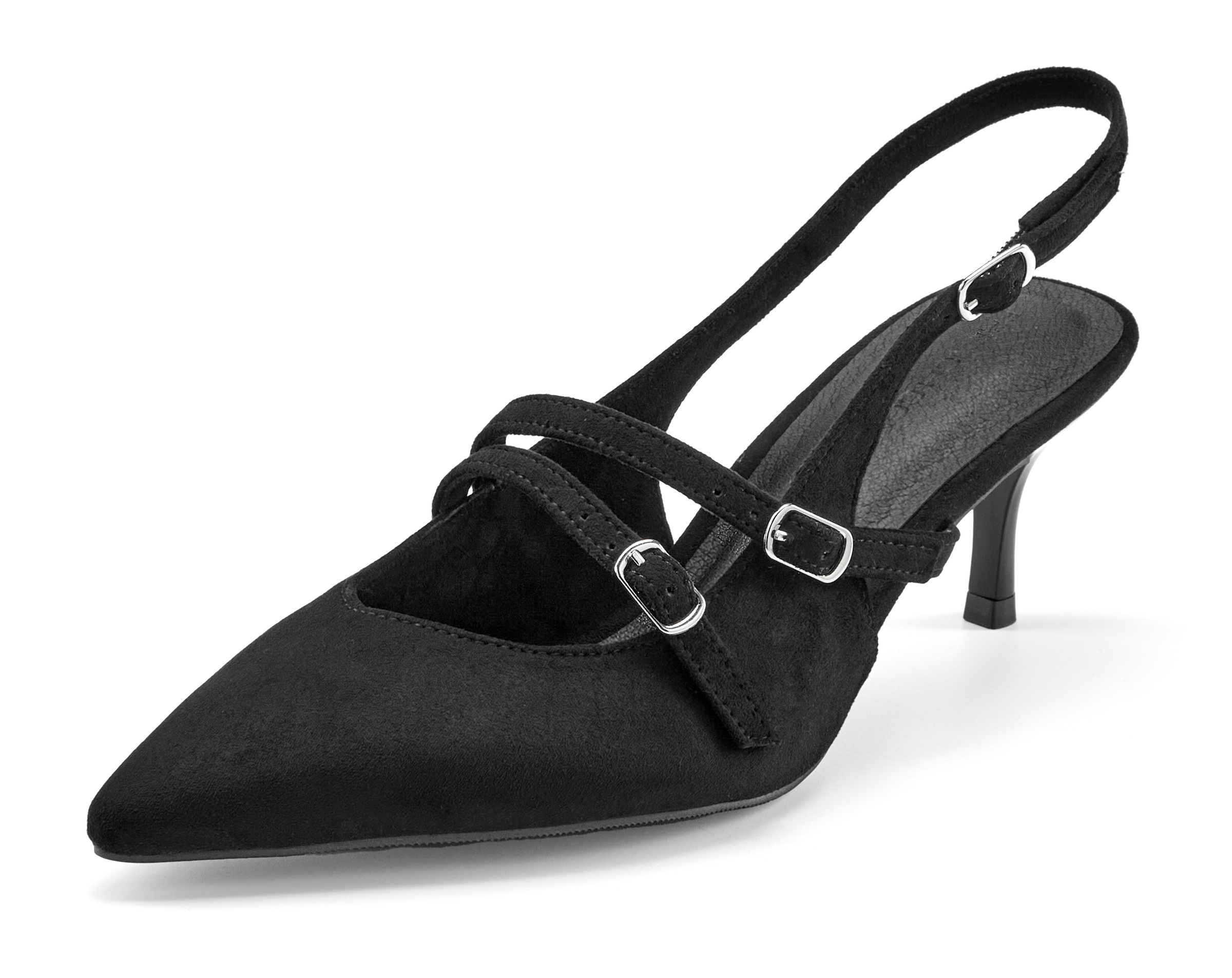 French Connection Slingpumps »Slingback-Pumps, Sling-Sandalette, Riemchen-Pumps, Kitten Heels«  Fersenriemchen-Schuh in edler Velours-Optik mit Kitten-Heel-Absatz