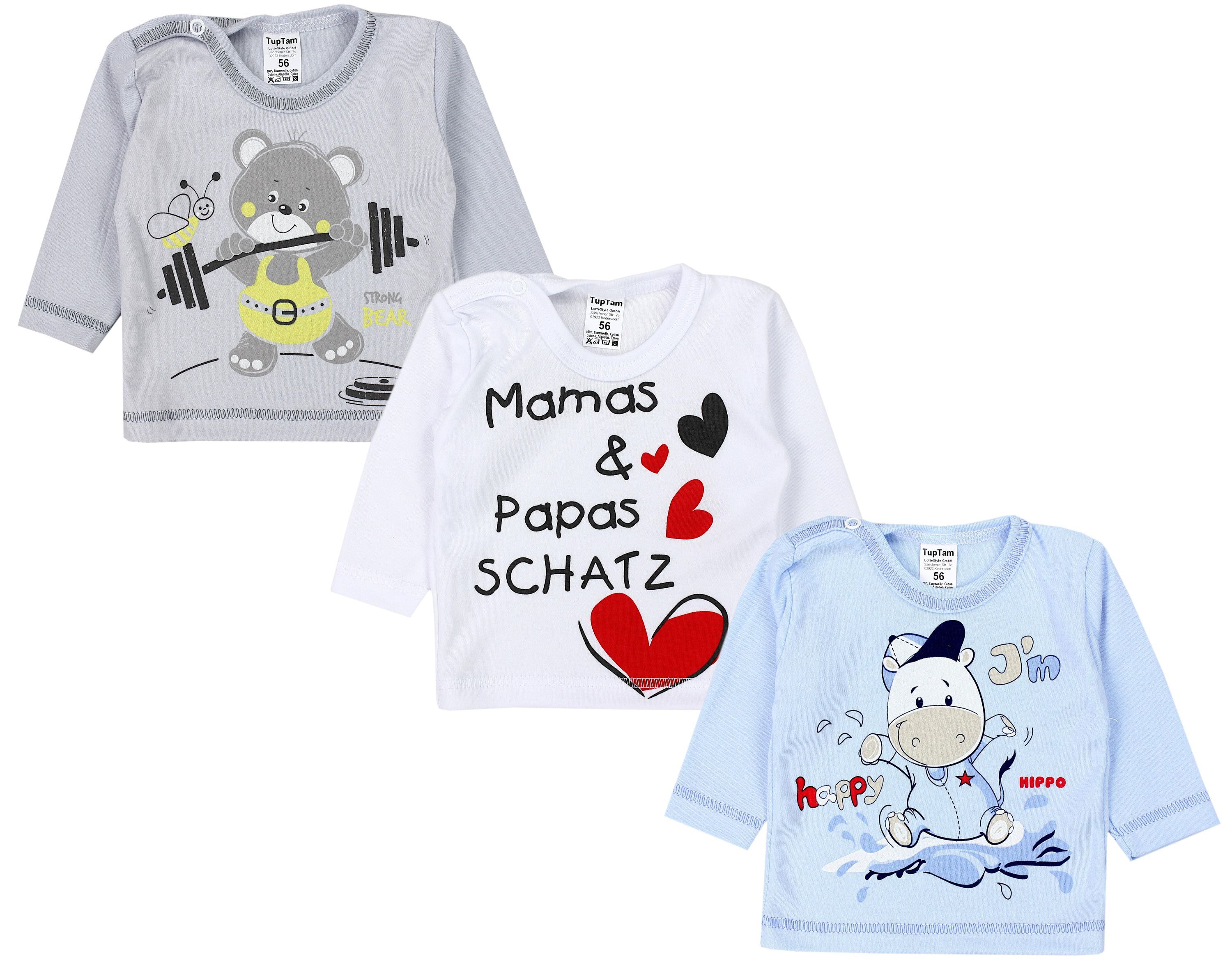 TupTam Langarmshirt "Shirt Unisex Baby Langarmshirt mit Spruch Aufdruck 3er Set"