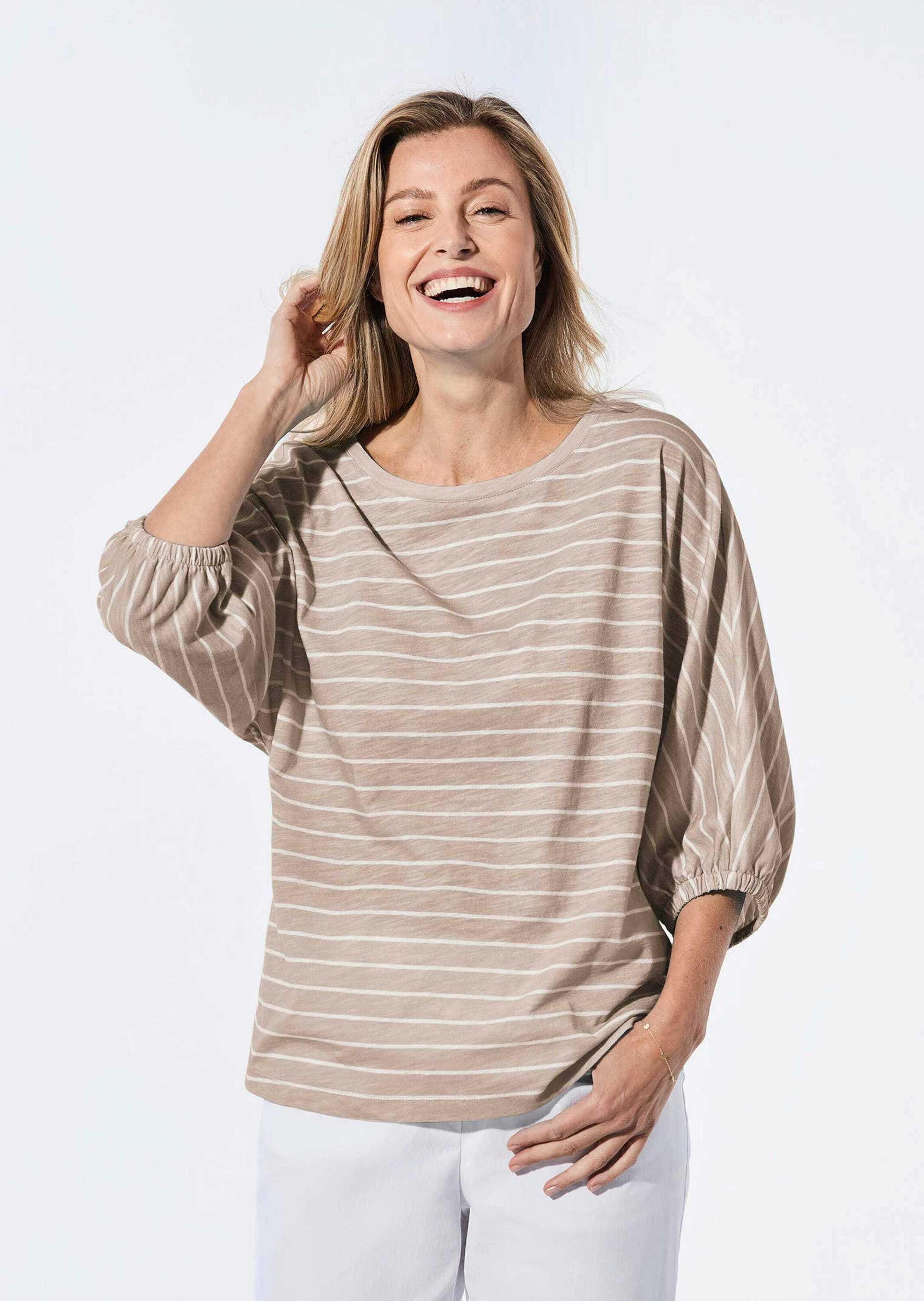 GOLDNER Kurzarmshirt »Kurzgröße Shirt aus Effektgarn«