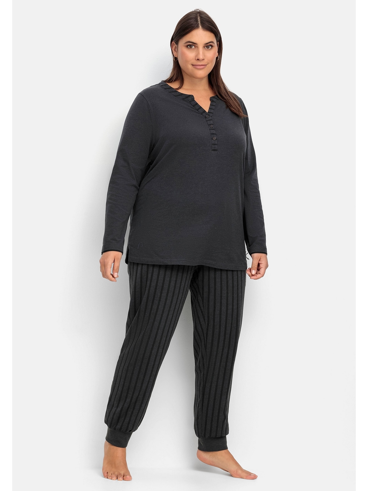 »Große Sheego Pyjamahose BAUR Größen«, Baumwollmix elastischem aus |