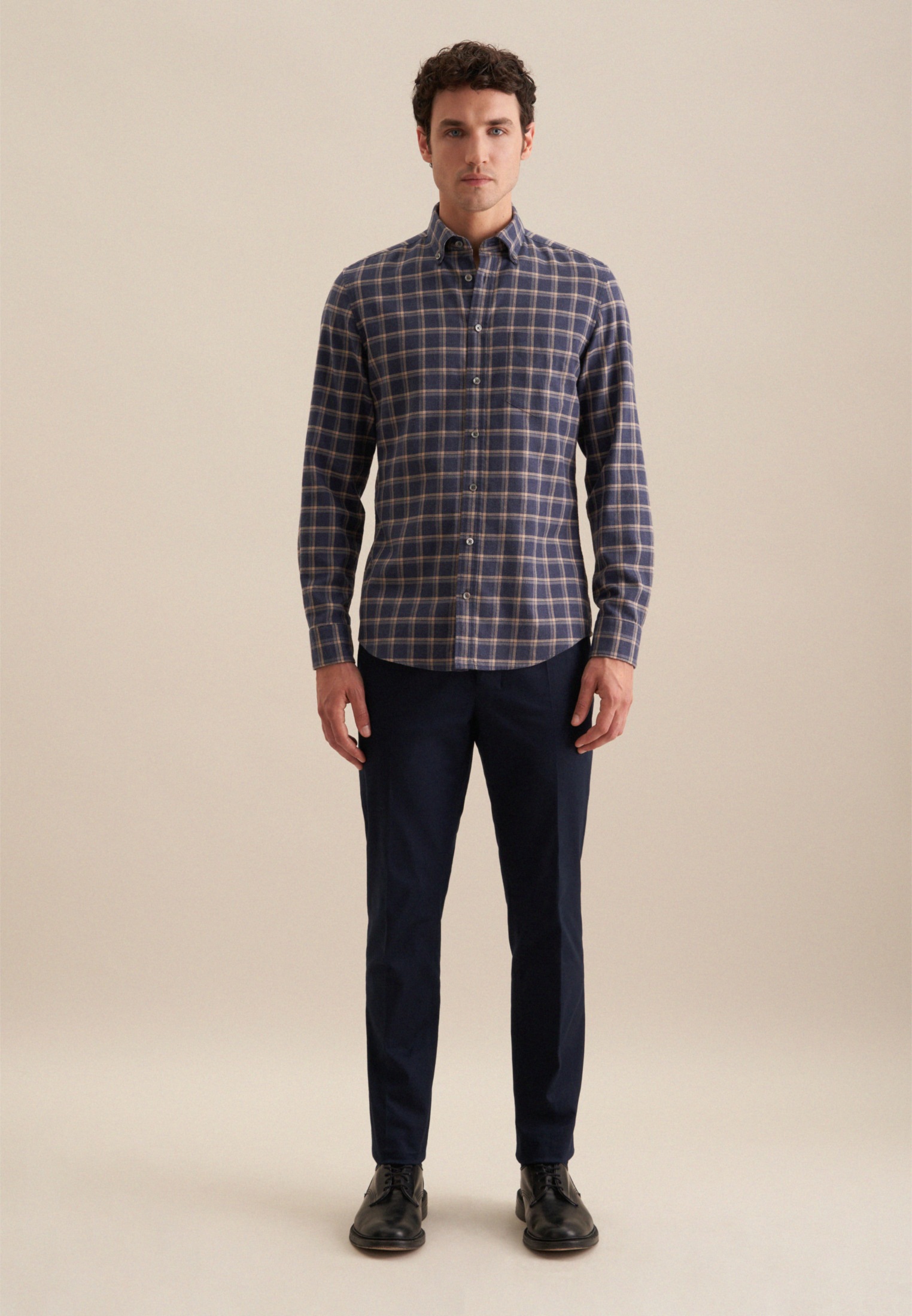 seidensticker Businesshemd »Schwarze Rose«, Slim Langarm Button-Down-Kragen Karo