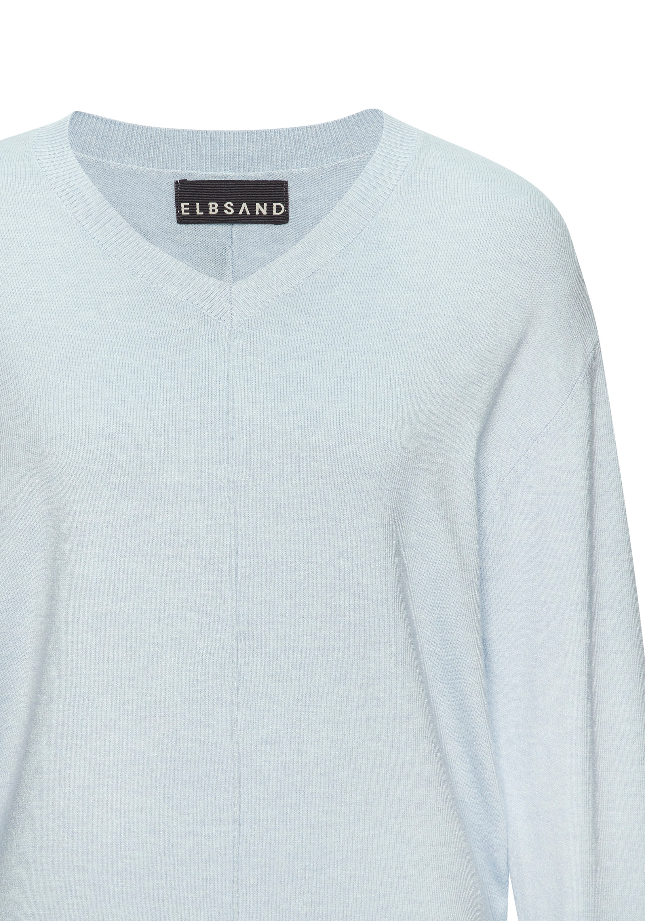 Elbsand V-Ausschnitt-Pullover, aus hochwertigem Strick mit eingestricktem Logo