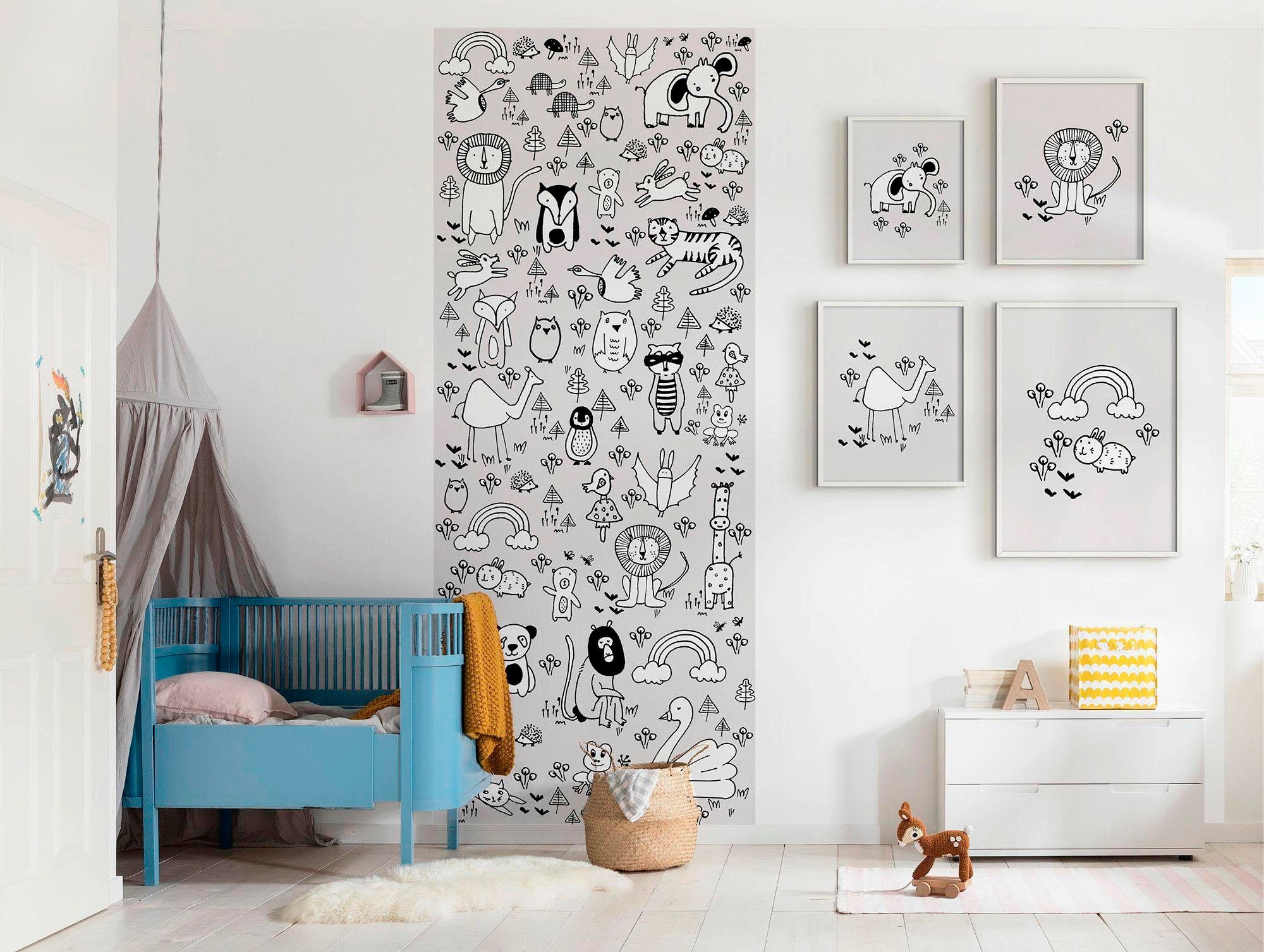 Komar Vliestapete »Digitaldruck Vlies - Scribble Park Panel - Größe 100 x 250 cm«, bedruckt, Wohnzimmer, Schlafzimmer