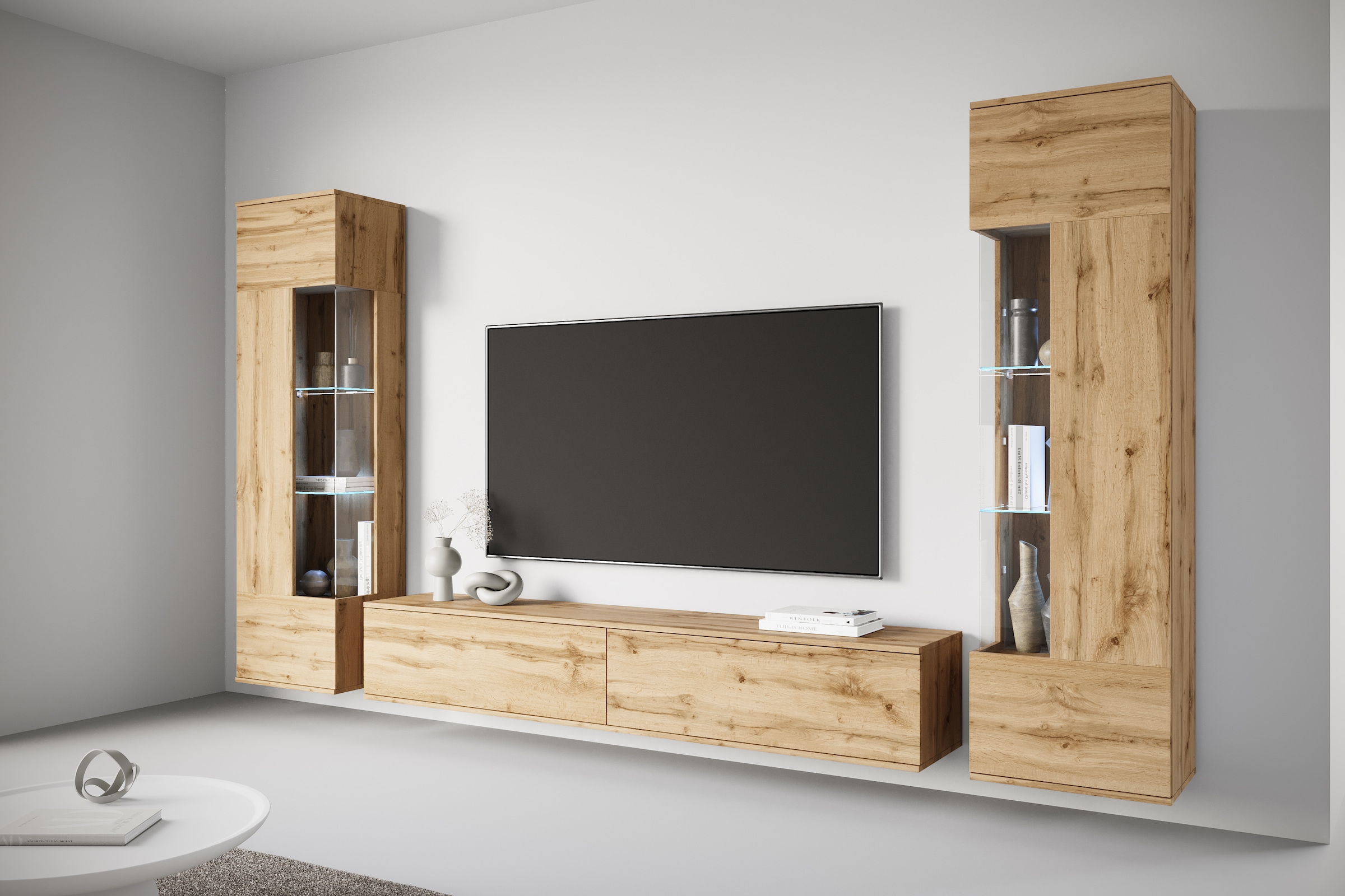 INOSIGN Wohnwand "Kenia, Vitrine Türanschlag links/rechts wechselbar" 3 Stk günstig online kaufen