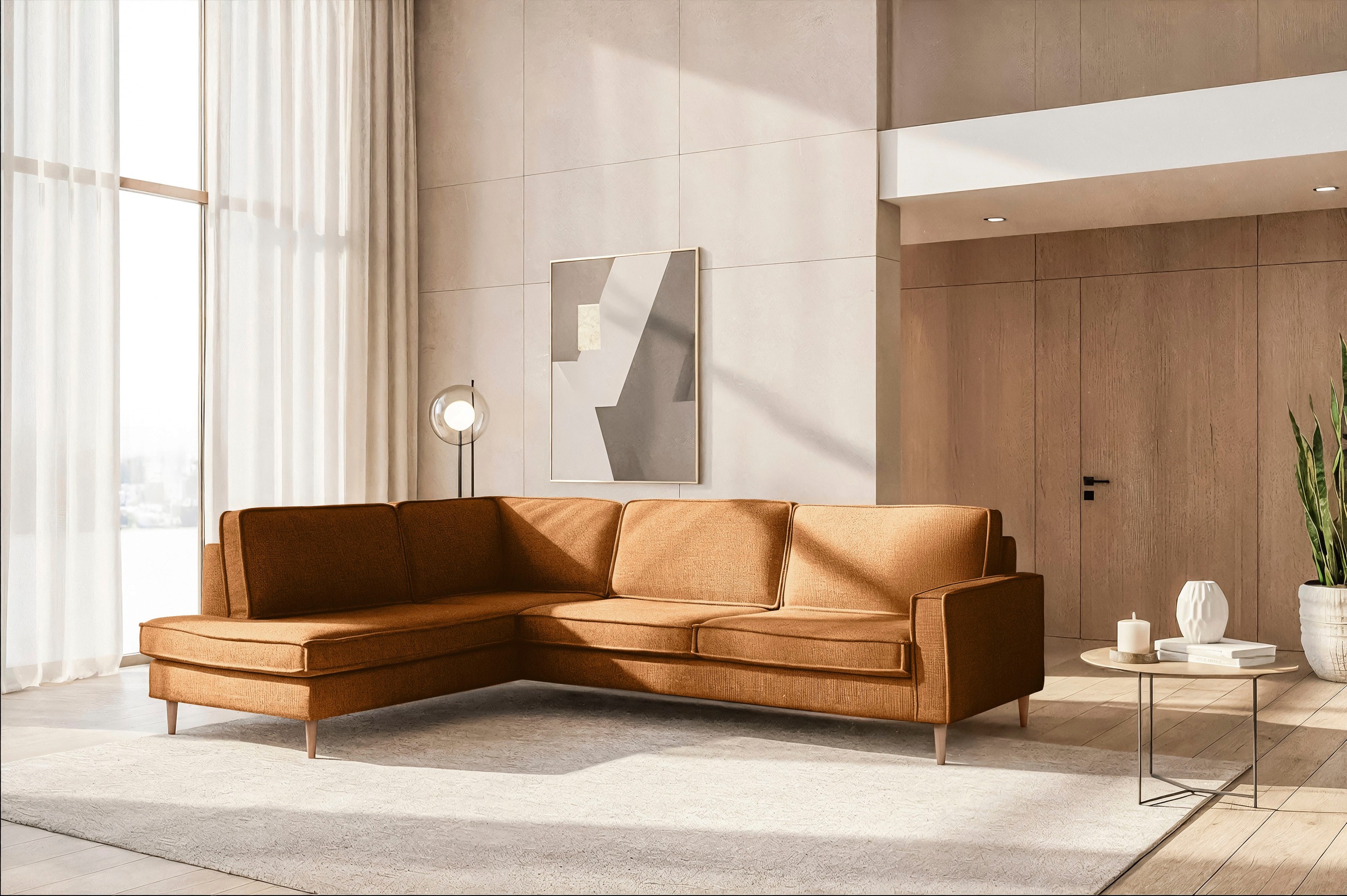 Home affaire Ecksofa "Pinto Skandi, 290 cm, Chenille, Struktur, Ottomane li günstig online kaufen