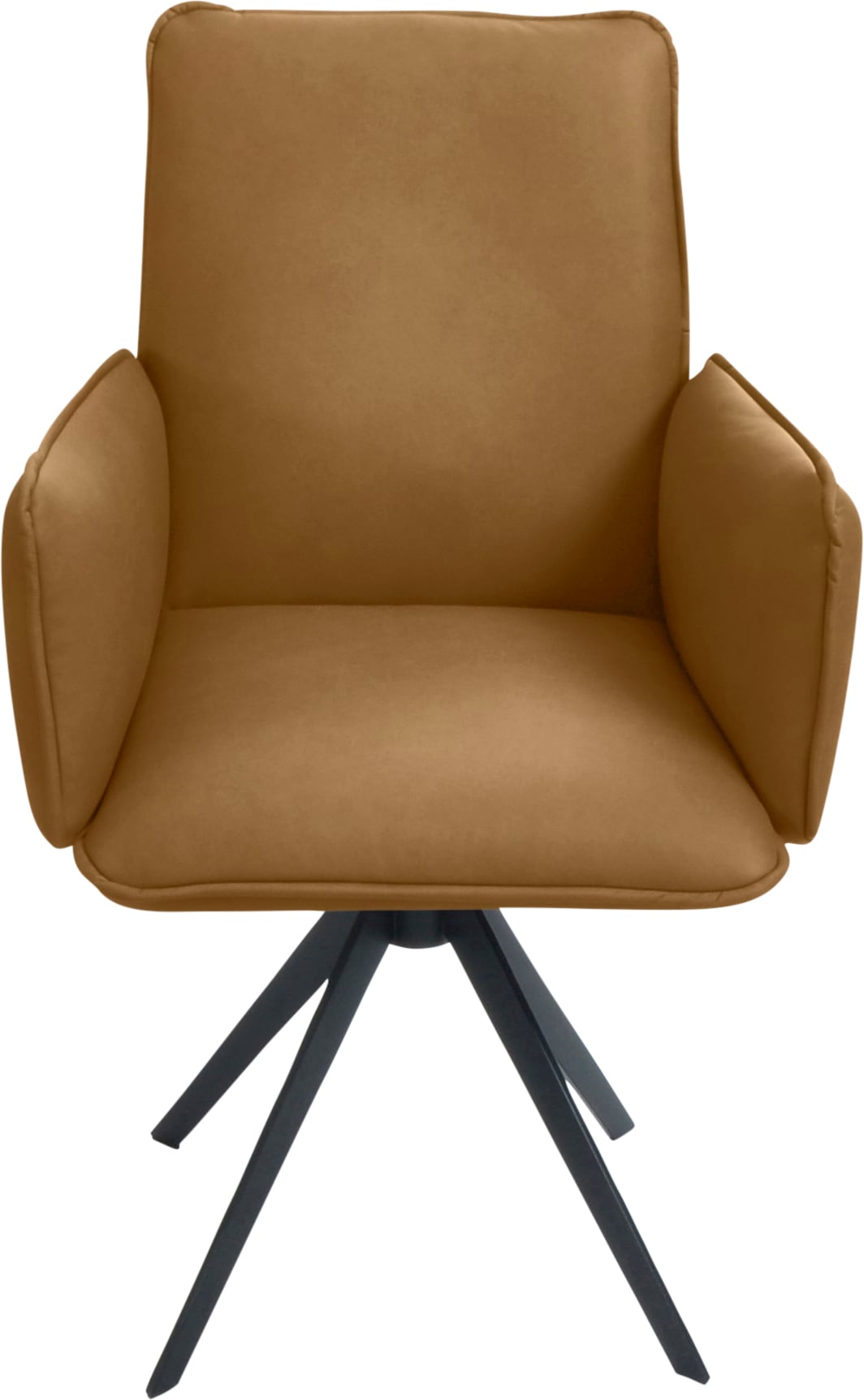 K+W Komfort & Wohnen Drehstuhl, Leder, Blitzdrehkreuz und Rückholfunktion, dekorativer 12mm Biese