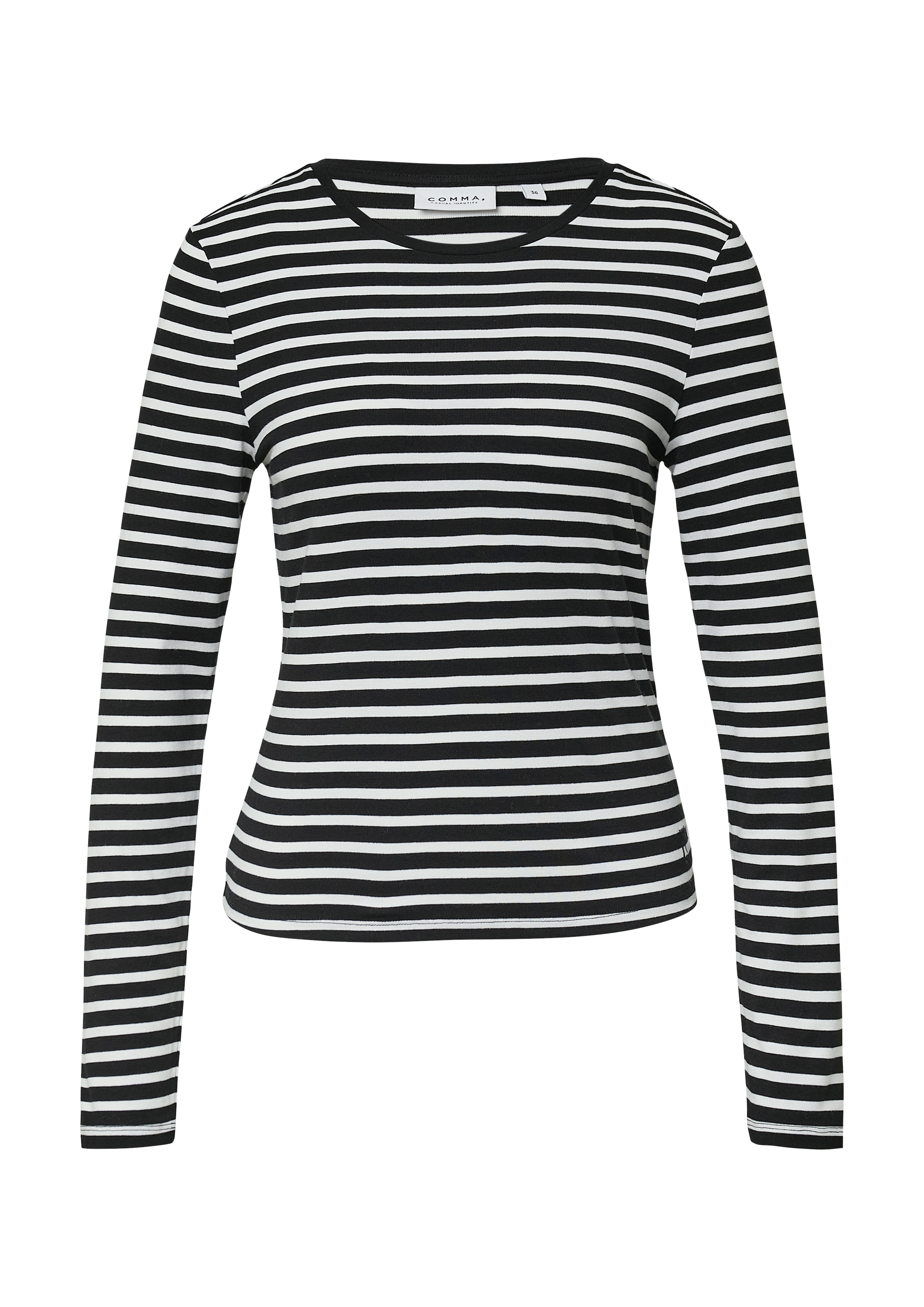 comma casual identity Langarmshirt, gestreift, figurbetont, casual, Rundhal günstig online kaufen