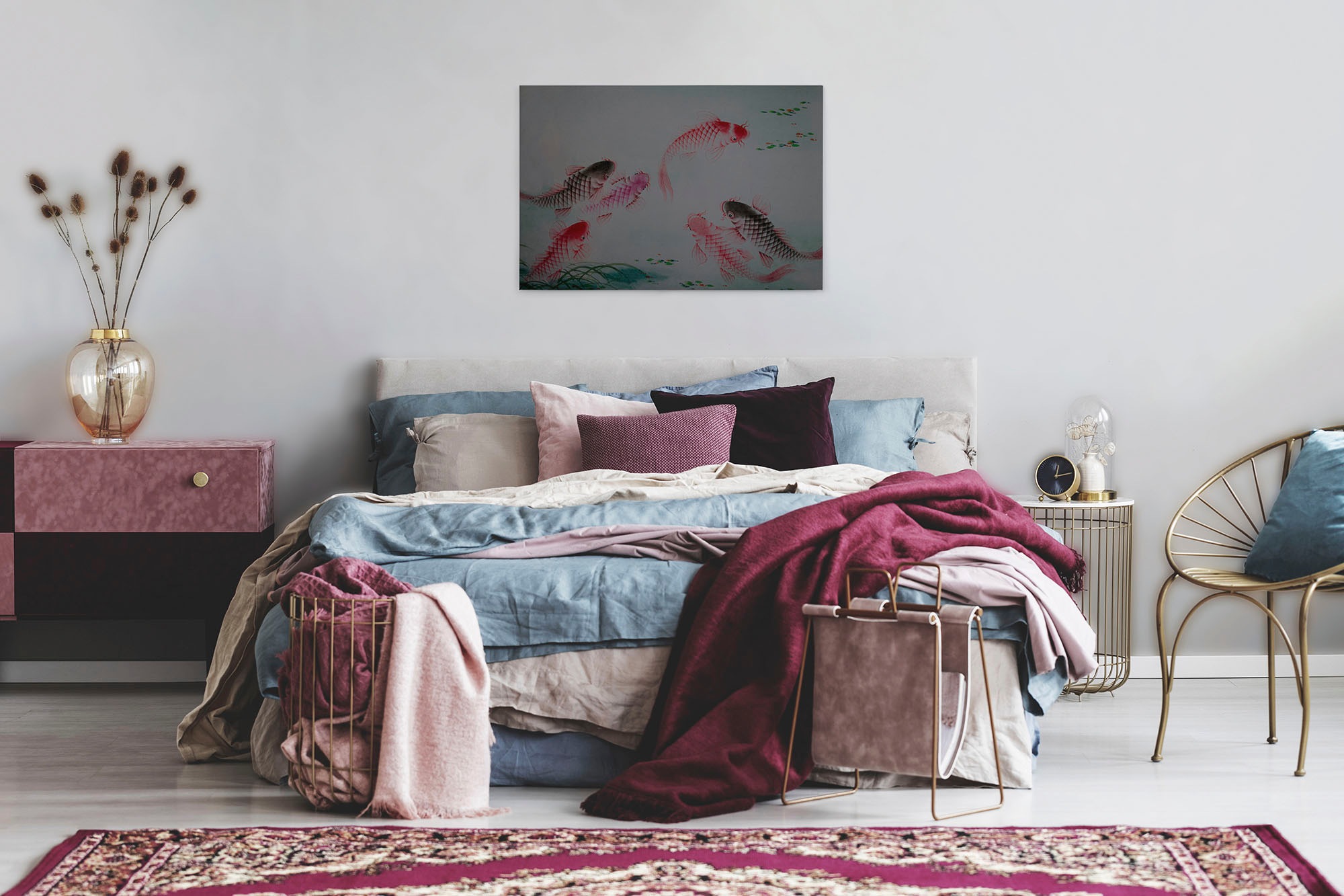 A.S. Création Leinwandbild »dancing kois«, Kunst-Tiere-Kinder, (1 St.), Keilrahmen Bild Fische Asiatisch Koi Leinwand-Bild Wohnzimmer modern