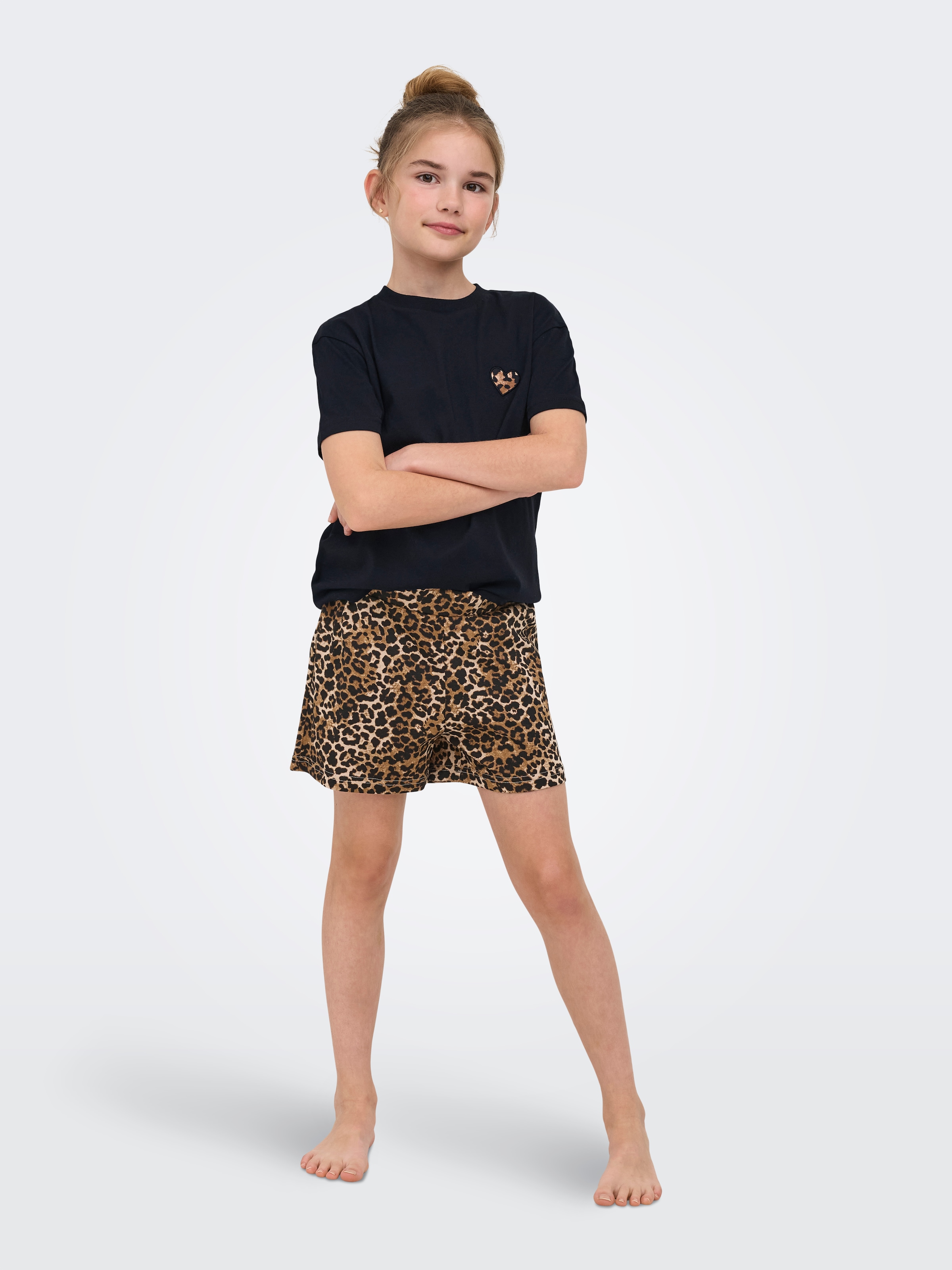KIDS ONLY Shorty »KOGRILA NIGHTWEAR AOP TOP/SHORTS SET JRS« Set, 2 bedrucktes Oberteil und unifarbene Hose