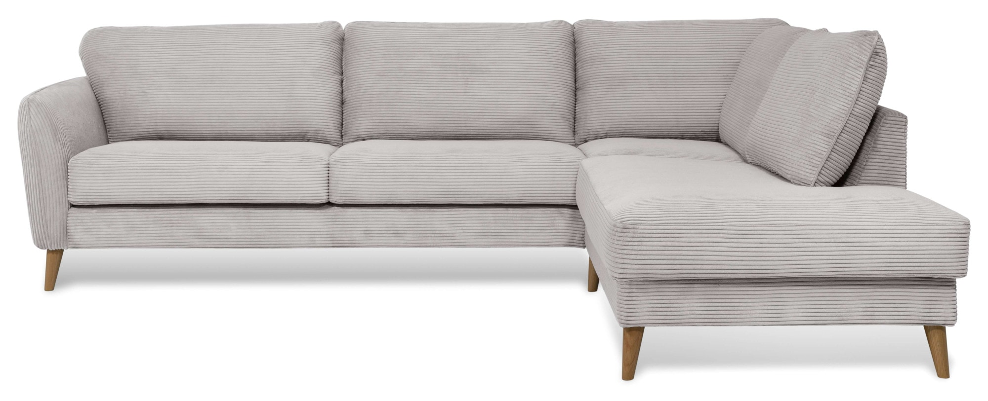 Home affaire Ecksofa »MARSEILLE 278/202 cm, L-Form, Ottom. rechts/links, verschiedene Bezüge«, Massivholzbeine Eiche, Landhausstil, Wellenunterfederung