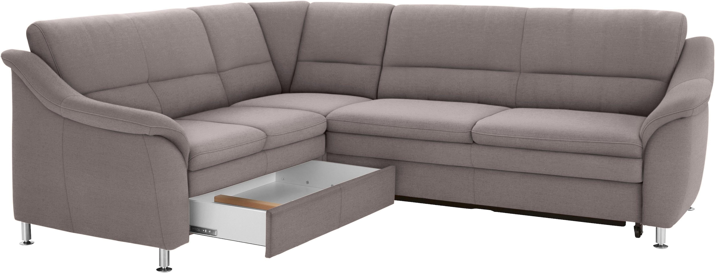 sit&more Ecksofa »Cardoso L-Form«, mit Federkern, wahlweise mit Bettfunktion und Schubkasten