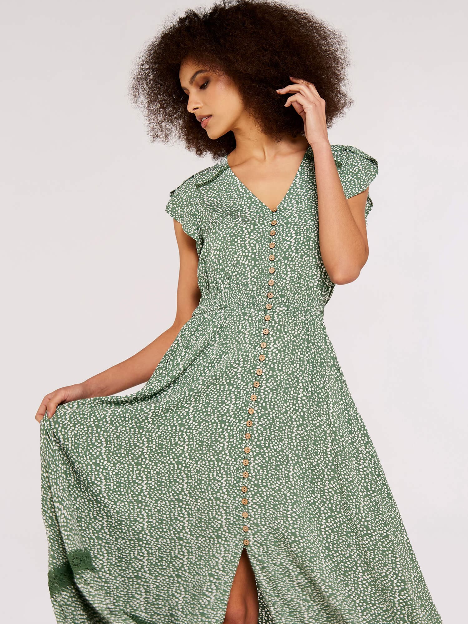 Apricot Druckkleid "Gemustertes Maxikleid" 1 tlg. mit bestickter Bordüre