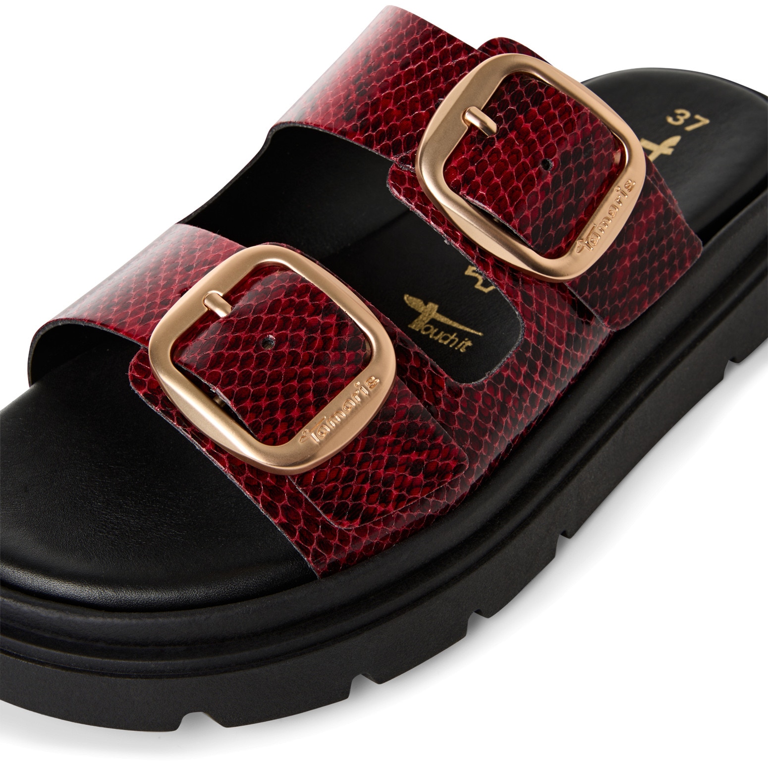 Tamaris Pantolette, Keilabsatz, Sommerschuh, Schlupfschuh, verstellbare Schnallen