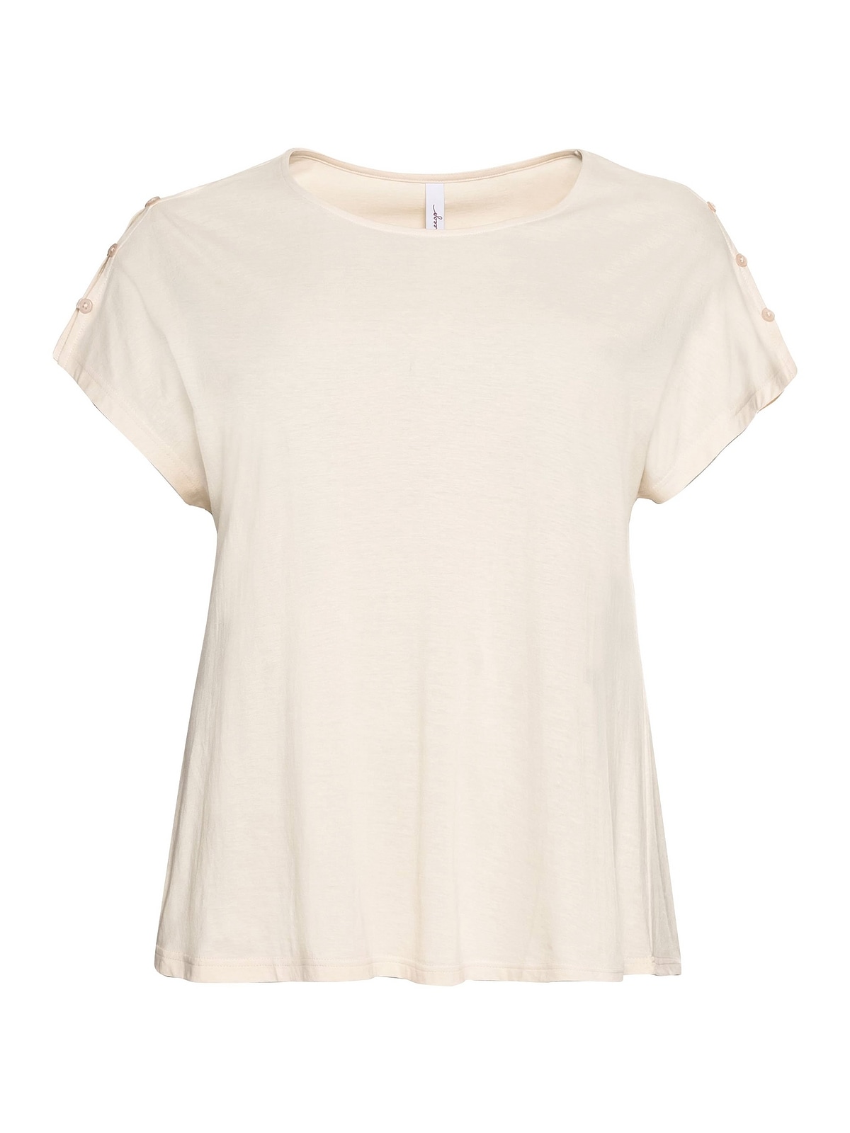 Sheego T-Shirt leichter Schulterpartie, für offener kaufen »Große Größen«, BAUR in A-Linie mit 