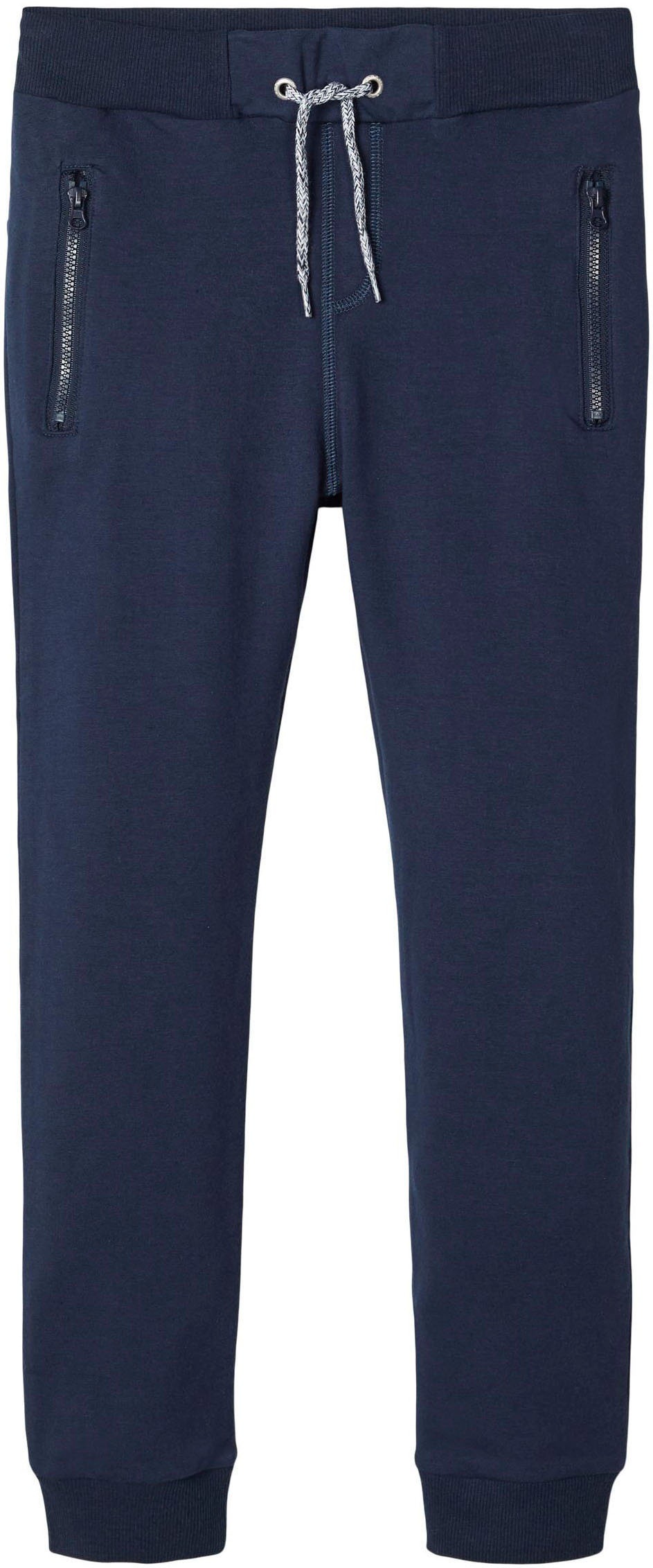 NAME IT Jungen Trainingshose "NKMHONK BRU SWE PANT NOOS", blau, Gr. 122, unifarben, Web, Obermaterial: 95% Baumwolle, 5% Elasthan, Hosen, mit