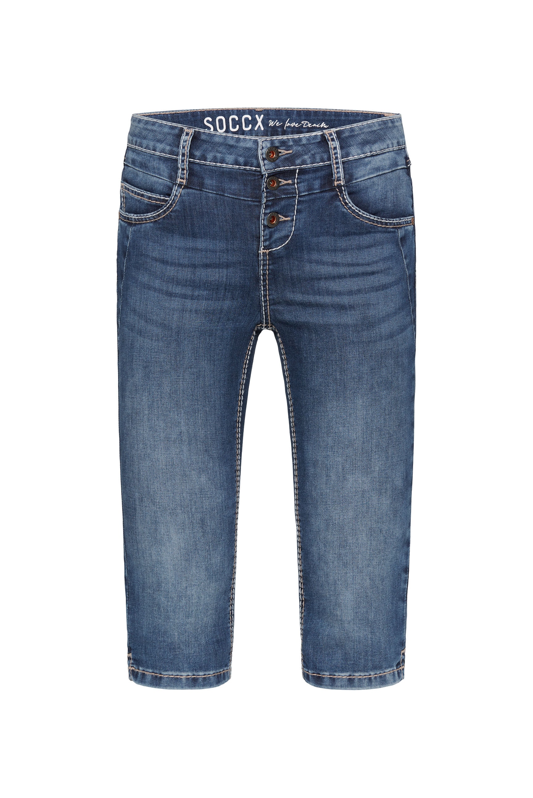SOCCX Jeansshorts mit Schlitz am Saum