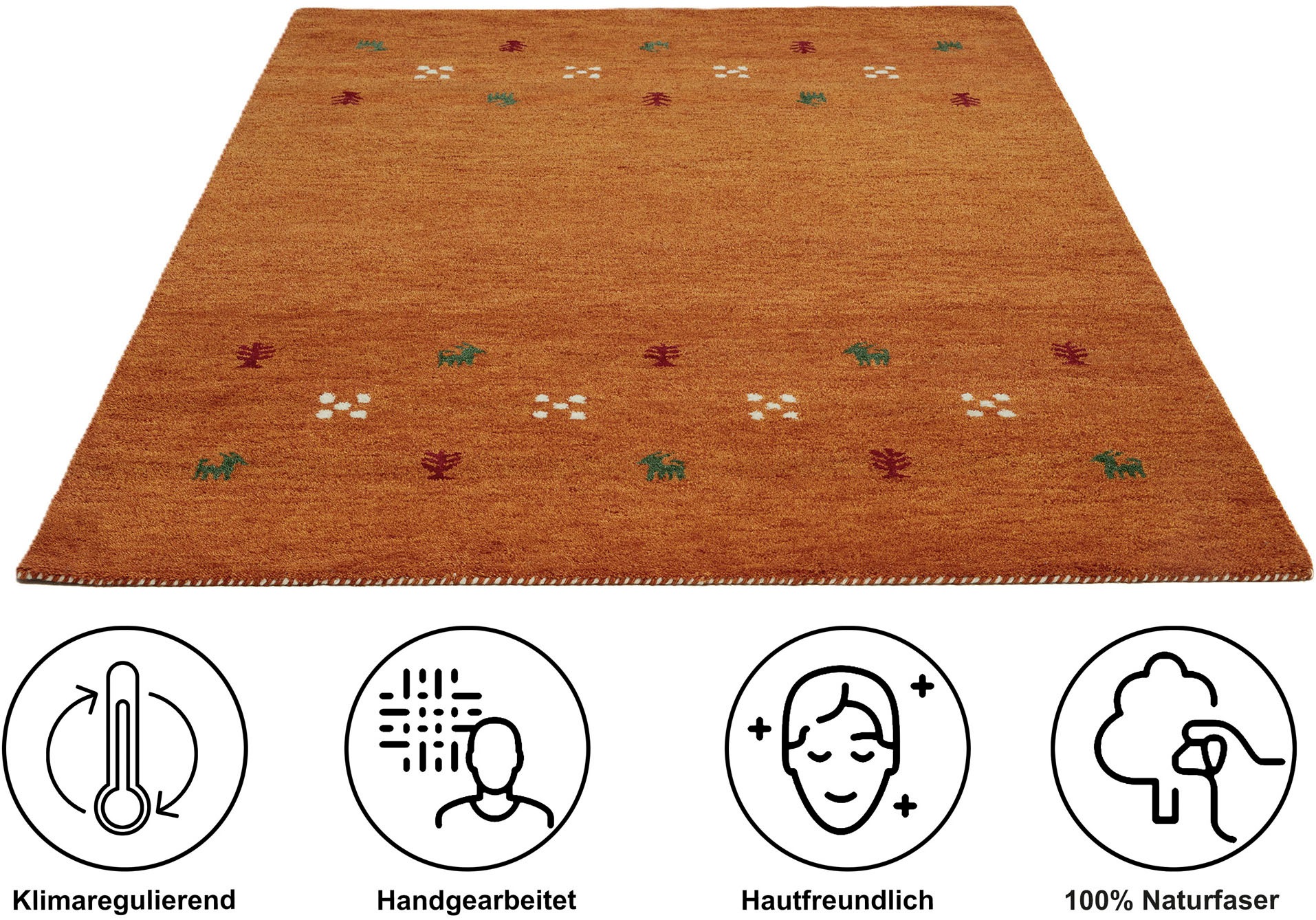 Thumbnail - THEKO Wollteppich "Gabbeh Motiv, Handgefertigt, Teppich, Tiermotiv, reine Wolle" rechteckig 14 mm Höhe reine Wolle, Wohn...