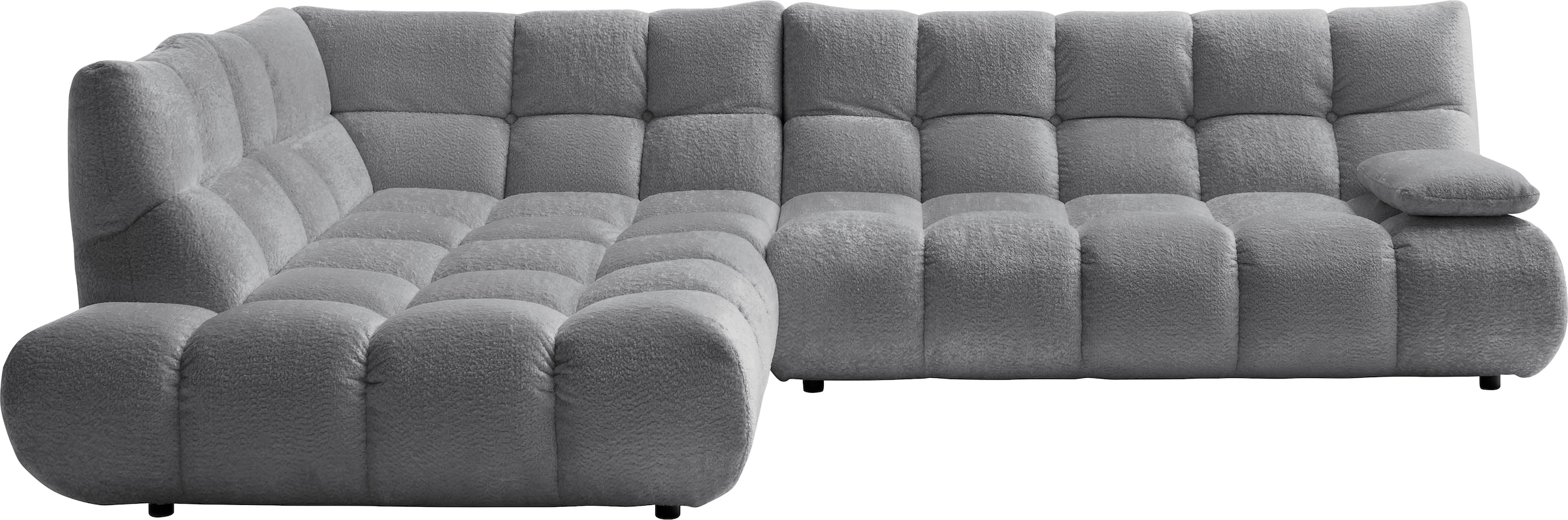 Home affaire Ecksofa "Cozy Bubble, mit klappbarer Armlehne, Breite 324 cm" mit eleganter Steppung, Rundumbezug & weicher Polsterung