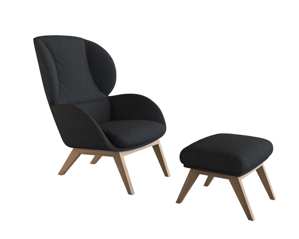 FLEXLUX Polsterhocker »Adria«, Fuß Eiche, Fußhocker für Ohrensessel