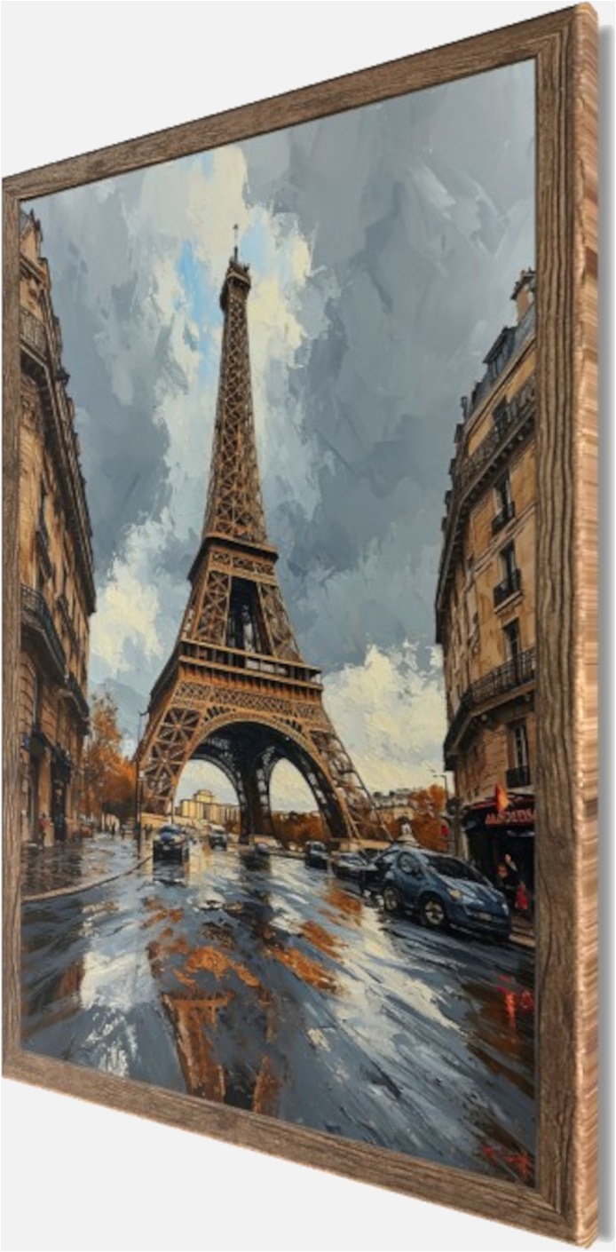 Bönninghoff Bild mit Rahmen »Wandbild gerahmt EIFFELTURM GEMÄLDE 50x70 cm – Paris Skyline im« Europa | Frankreich | Gebäude | Landschaft | Paris | Stadt 1 Stk. tlg. mit dekorativem Rahmen