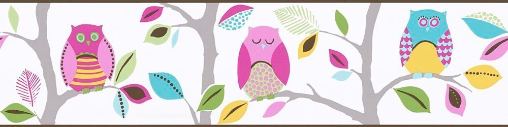 LIVINGWALLS Bordüre Party kleine Eule, für das Kinderzimmer, selbstklebend