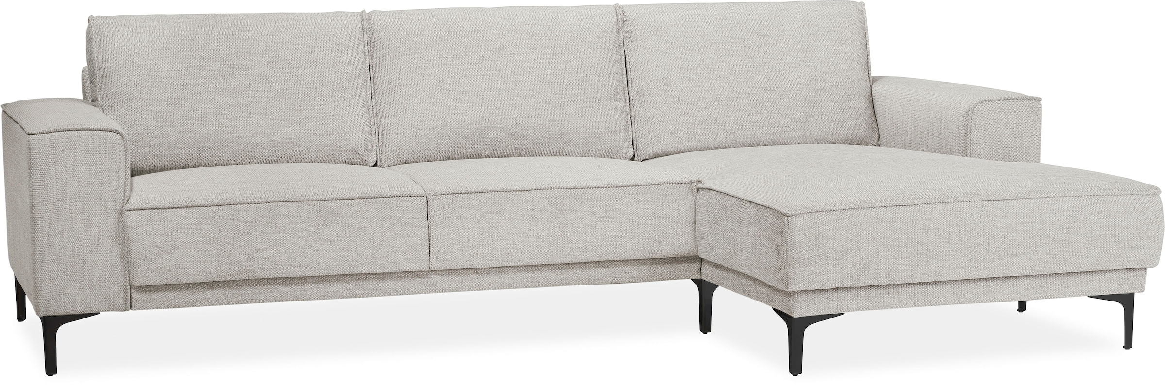Places of Style Ecksofa »Polsterecke Oland, Struktur, Flachgewebe, Luxus-Microfaser, Boucle«, L-Form, 280 cm, Wellenunterfederung, Skandi-Design, Metallfüße