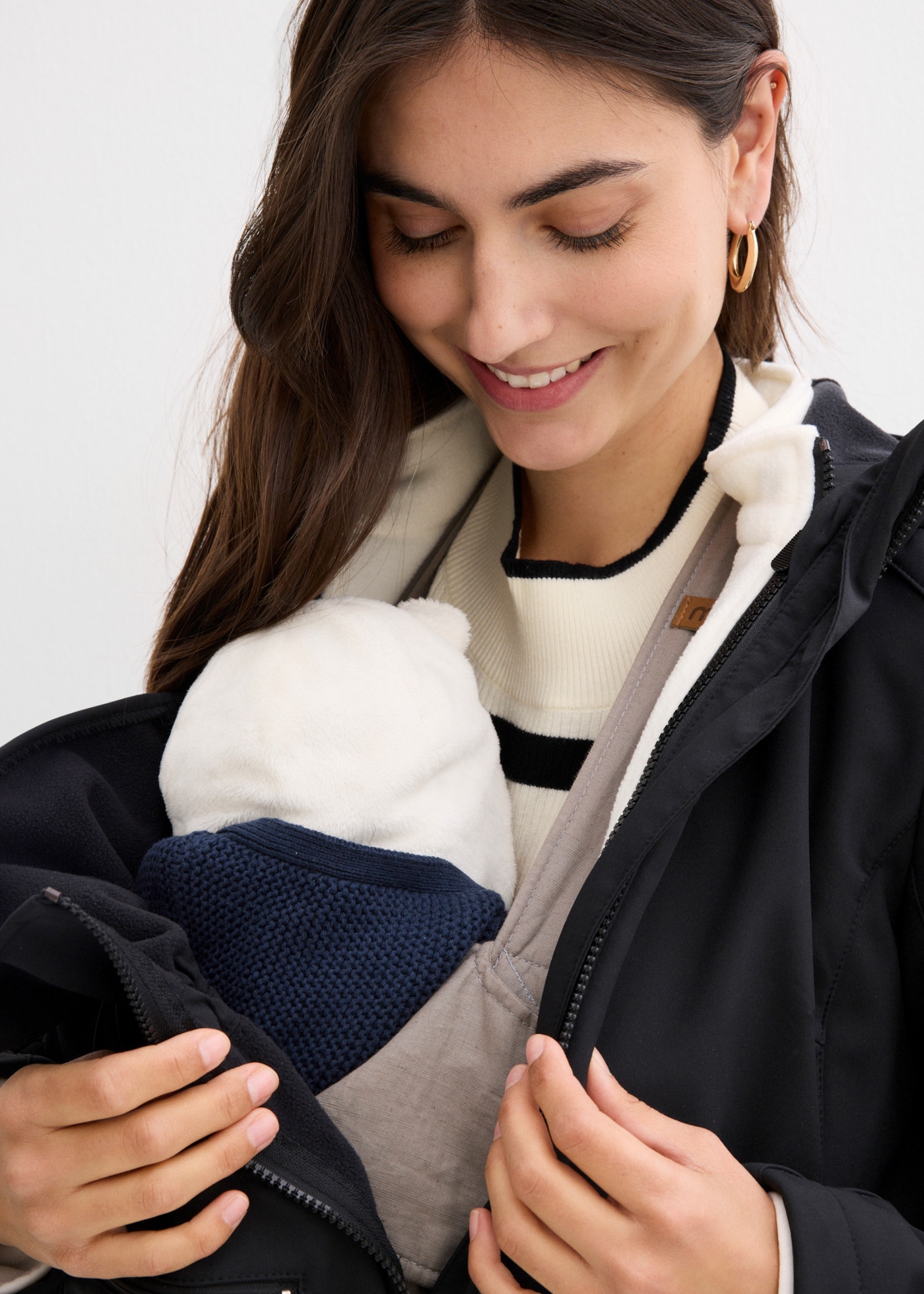 bonprix Umstandsjacke mit zwei Einsätzen für Schwangerschaft und Babytragen, Loose Fit