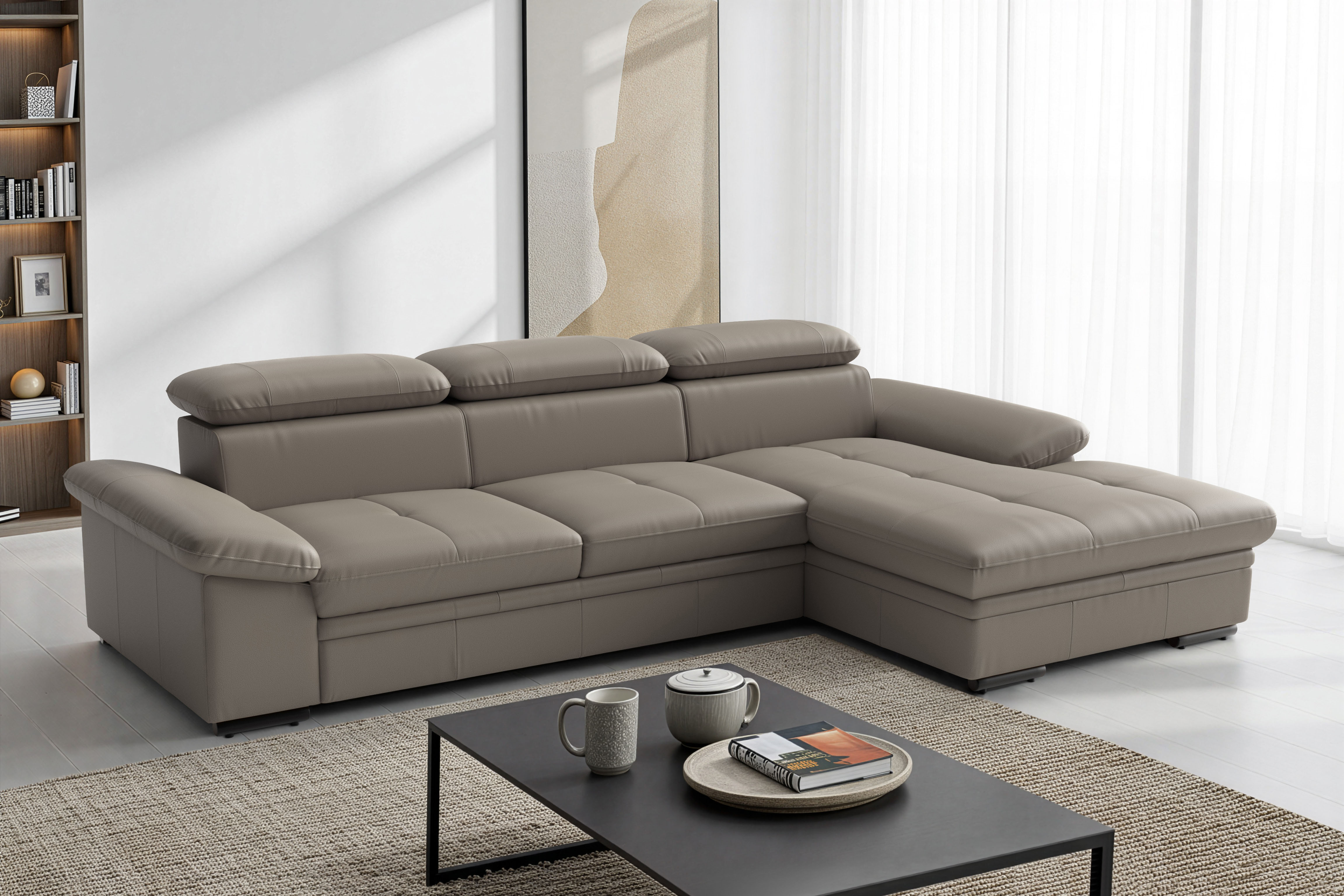 sit&more Ecksofa "Viola, Leder, L-Form, B: 260 cm, mit Armteil- und Kopfteilvertsellung" optional mit Schlaffunktion