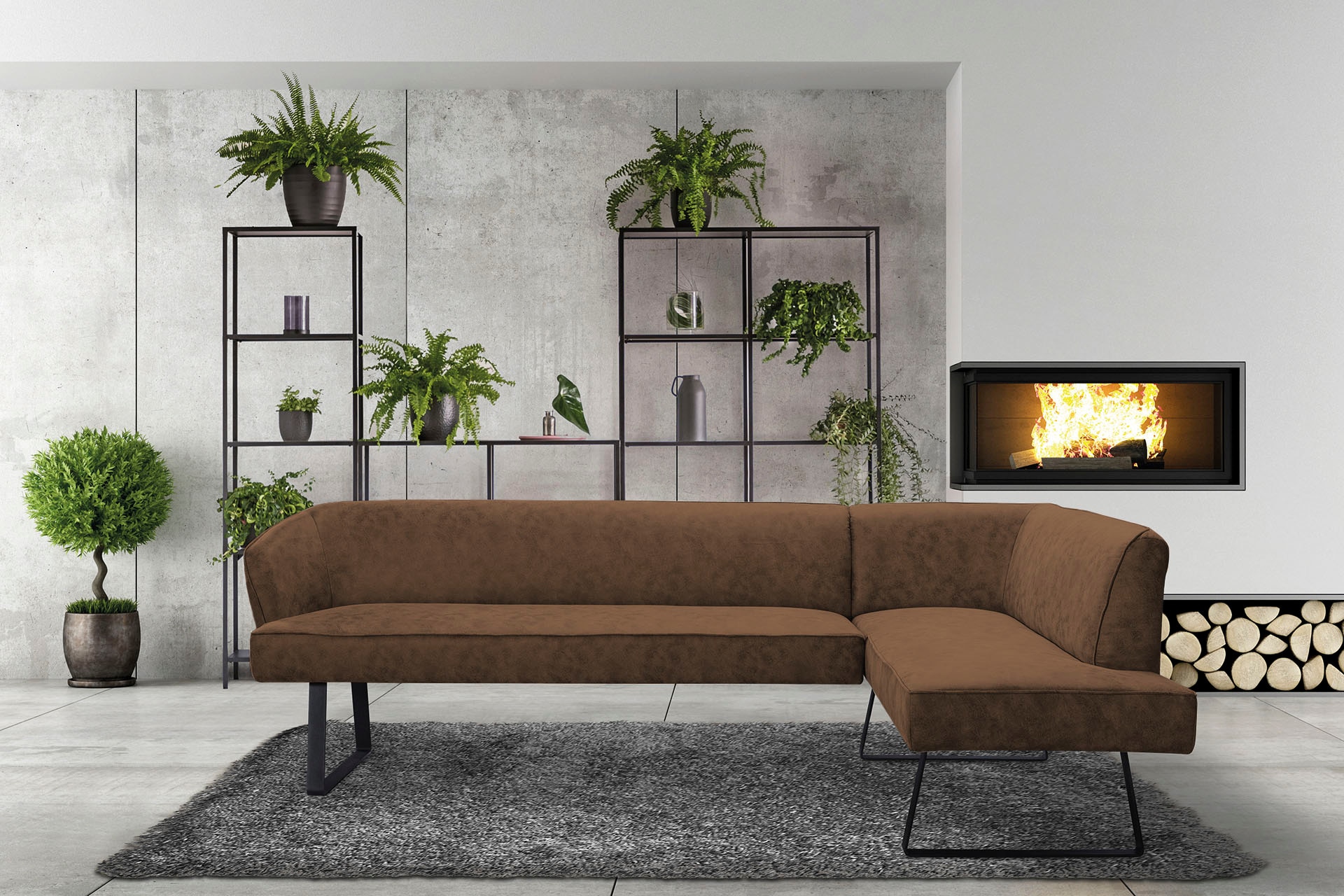 exxpo - sofa fashion Eckbank »Americano«, mit Keder und Metallfüßen, Bezug in verschiedenen Qualitäten