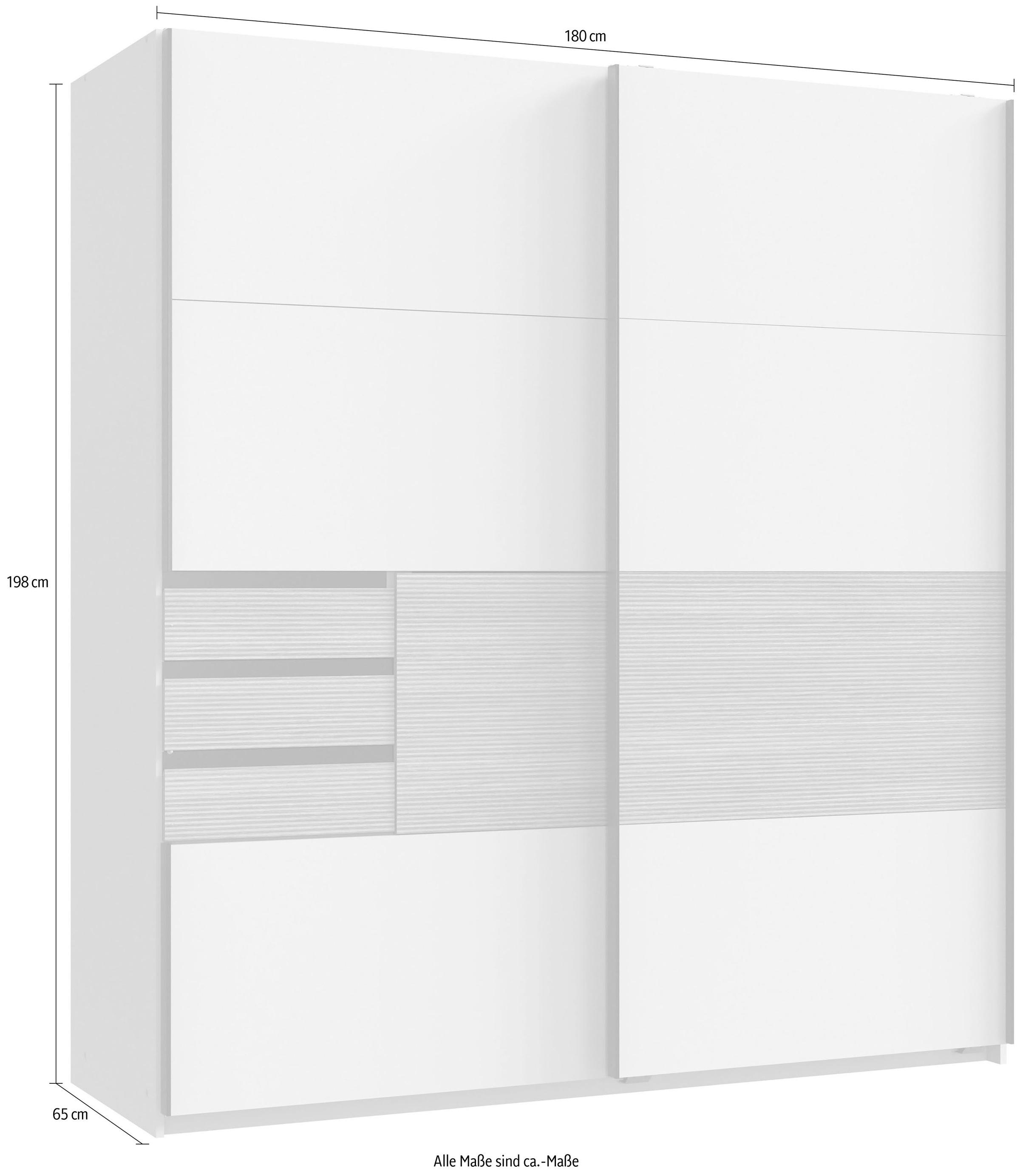 Wimex Schwebetürenschrank »Bremen in der Breite 180cm, wahlweise mit Spiegel«, mit moderner Multiplex Optik, inkl. Schubladen