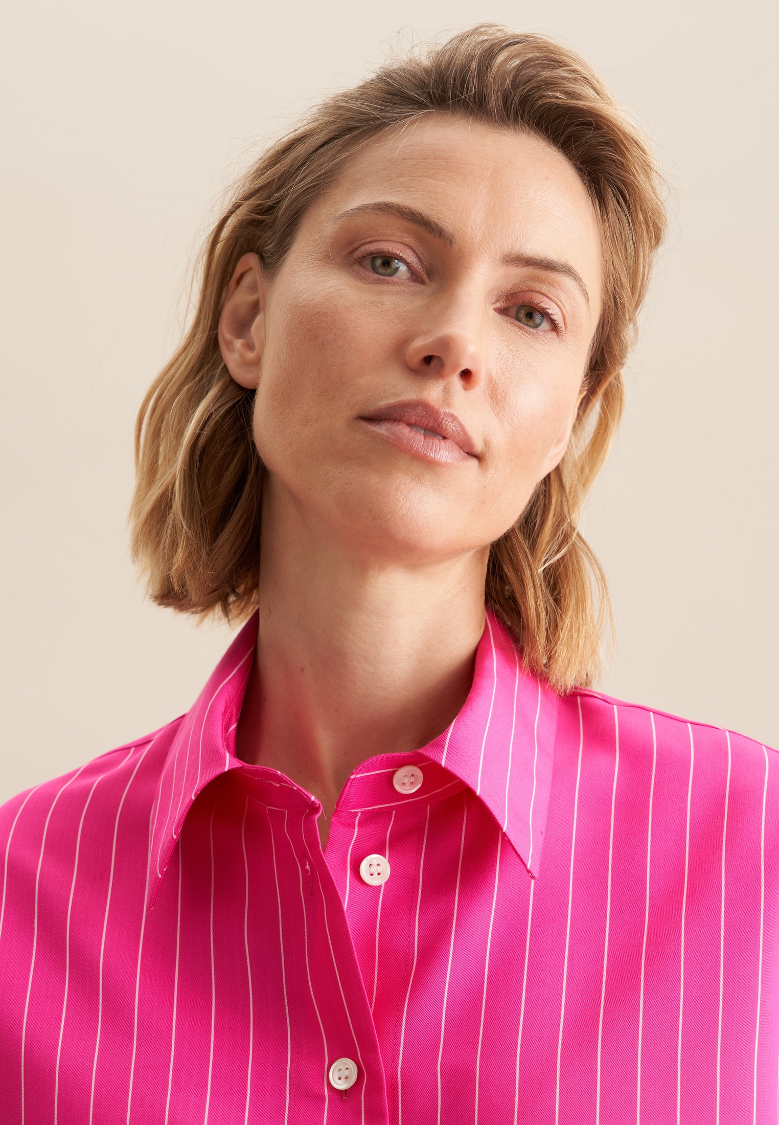 Thumbnail - seidensticker Longbluse "Schwarze Rose" 1/1 Kragen Streifen